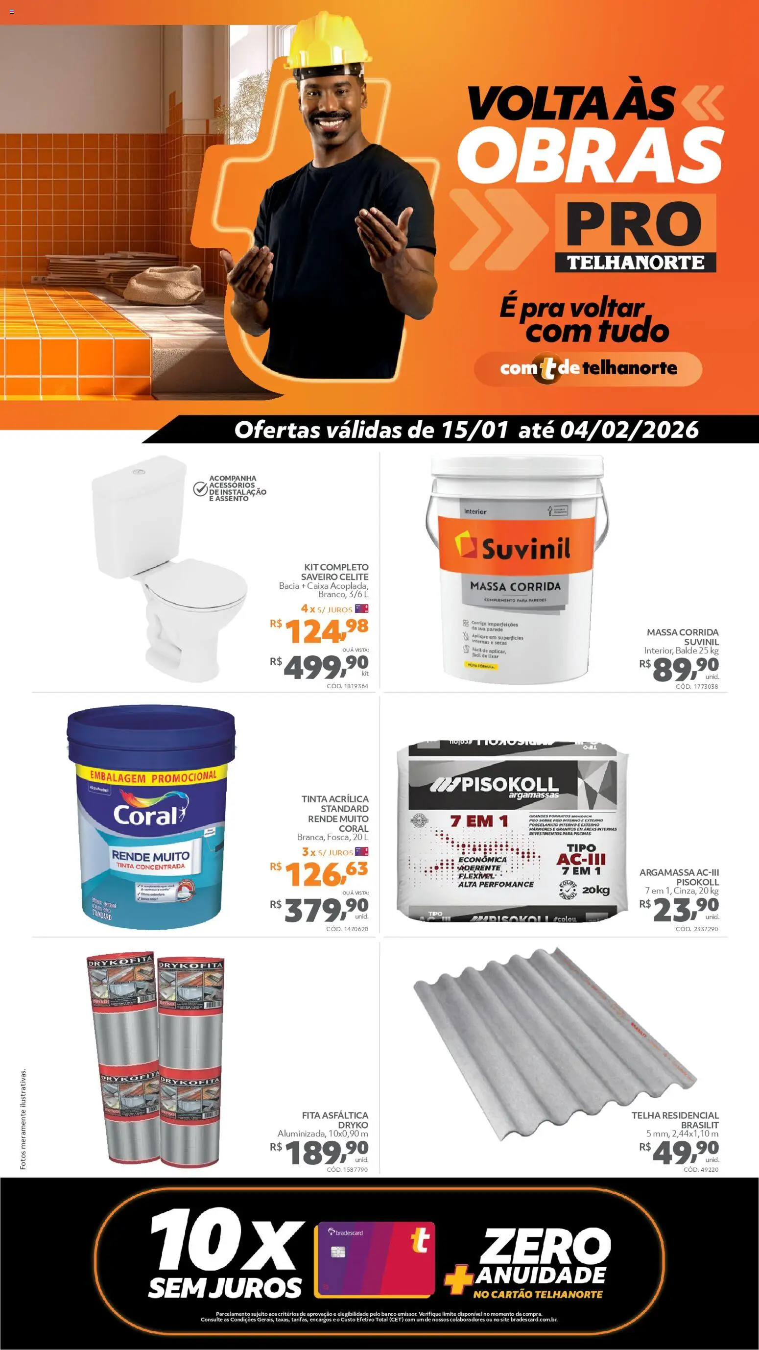Telhanorte Folheto - válido de 15.01.2026 | Página: 1 | Produtos: Massa corrida, Caixa, Fita, Balde