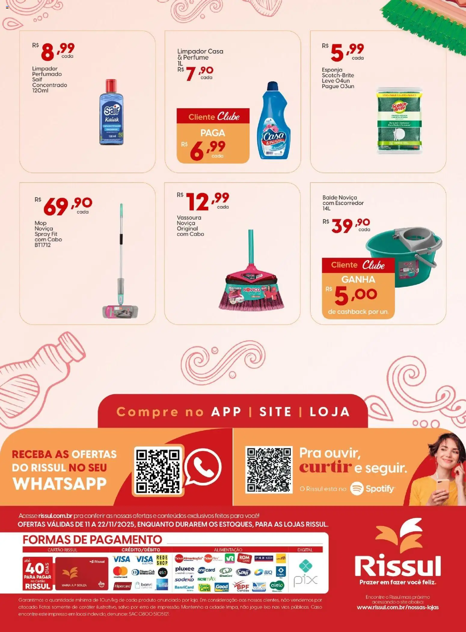 Rissul Folheto - válido de 11.11.2025 | Página: 4 | Produtos: Escorredor, Perfume, Esponja, Cabo