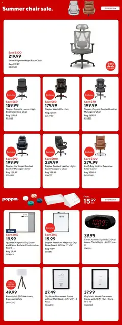 Staples flyer valid from 11.07.2025 | Page: 13 | Products: Radio, Alarm clock, Table, Chair