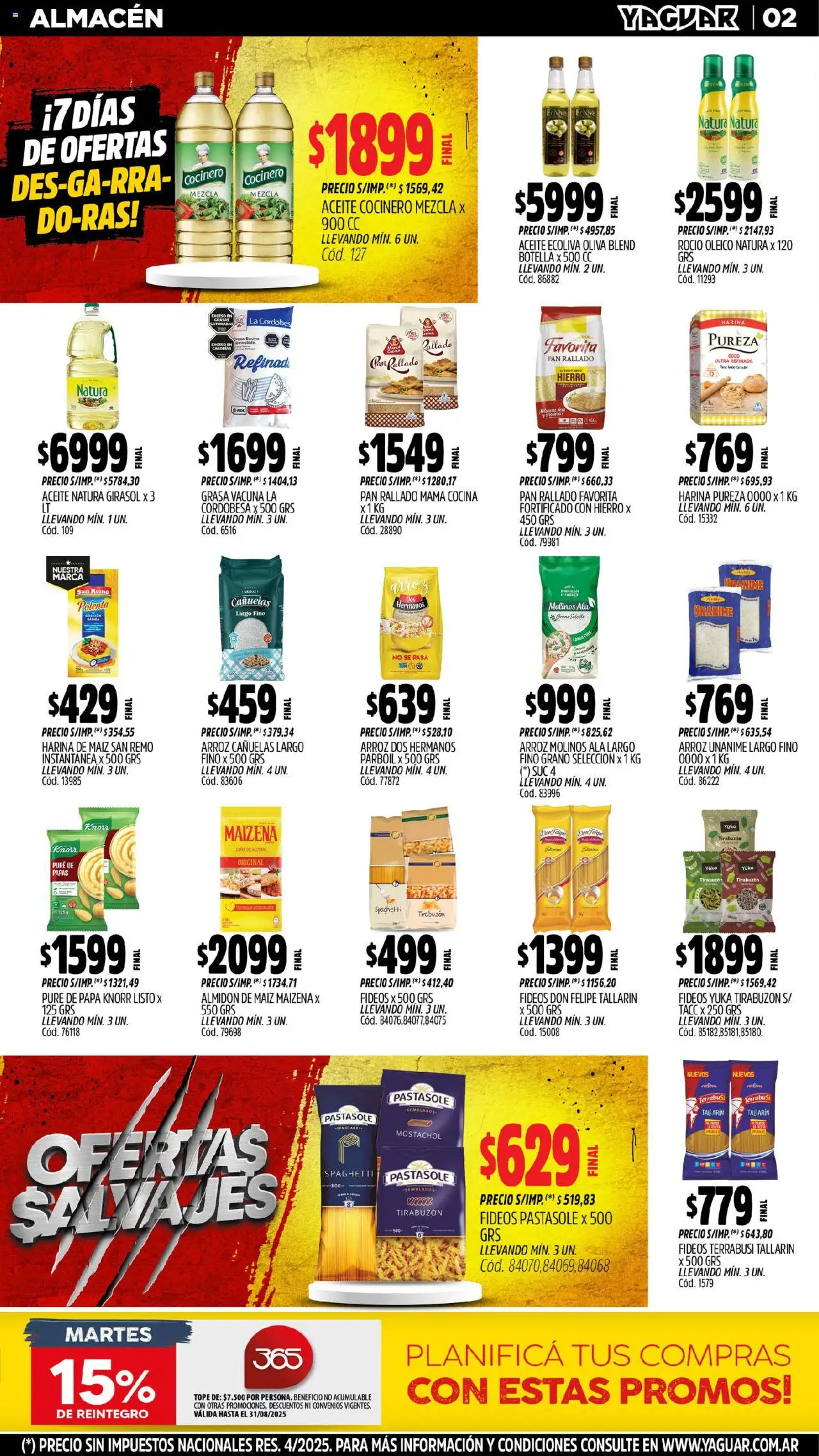 Yaguar - José C. Paz │ válido desde el 04.08.2025 | Página: 2 | Productos: Papa, Aceite, Fideos, Pan rallado