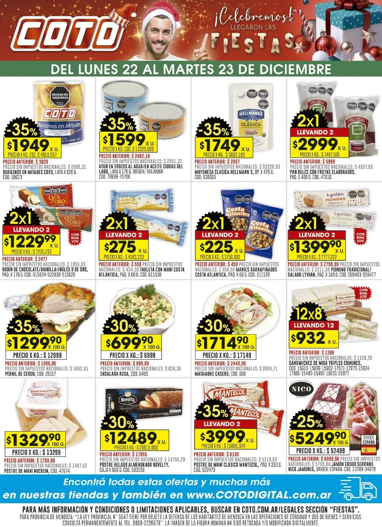 Coto - Fiestas │ válido desde el 22.12.2025 | Página: 1 | Productos: Helado, Ensalada, Caja, Budín