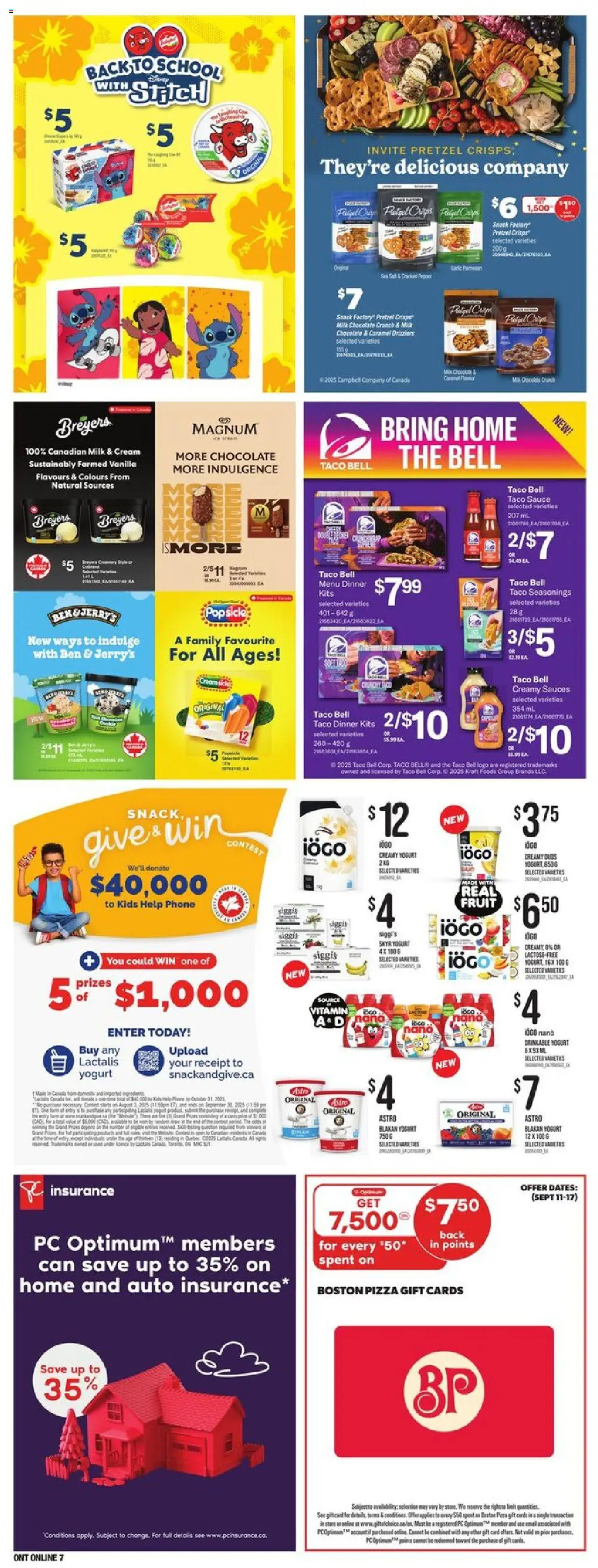 Loblaws flyer valid from 11.09.2025 | Page: 20 | Products: Cream, Phone, Milk, Pizza