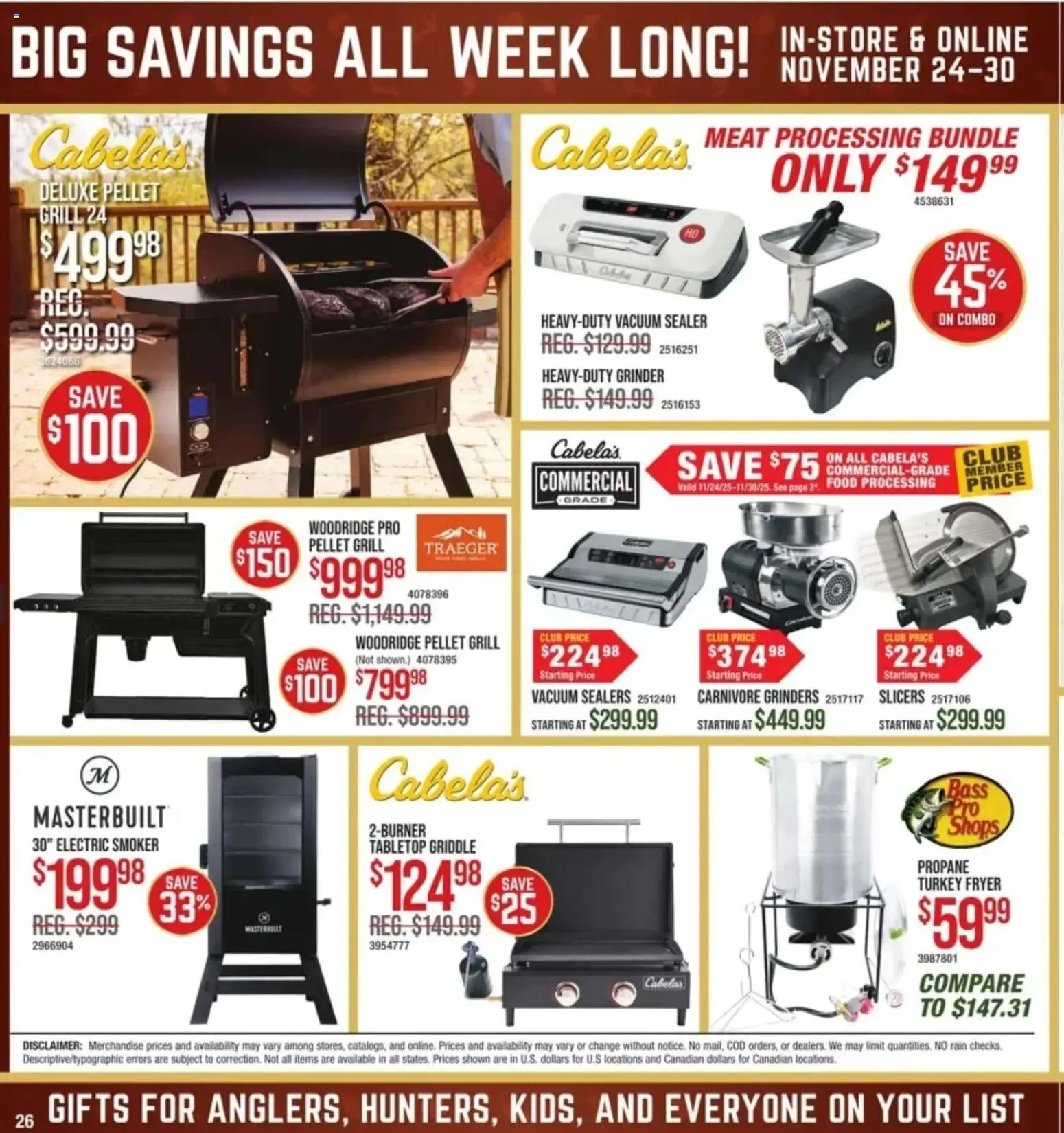 Cabela's Black Friday - valid from 24.11.2025 | Page: 26 | Products: Fryer, Vacuum, Griddle, Vacuum Sealer