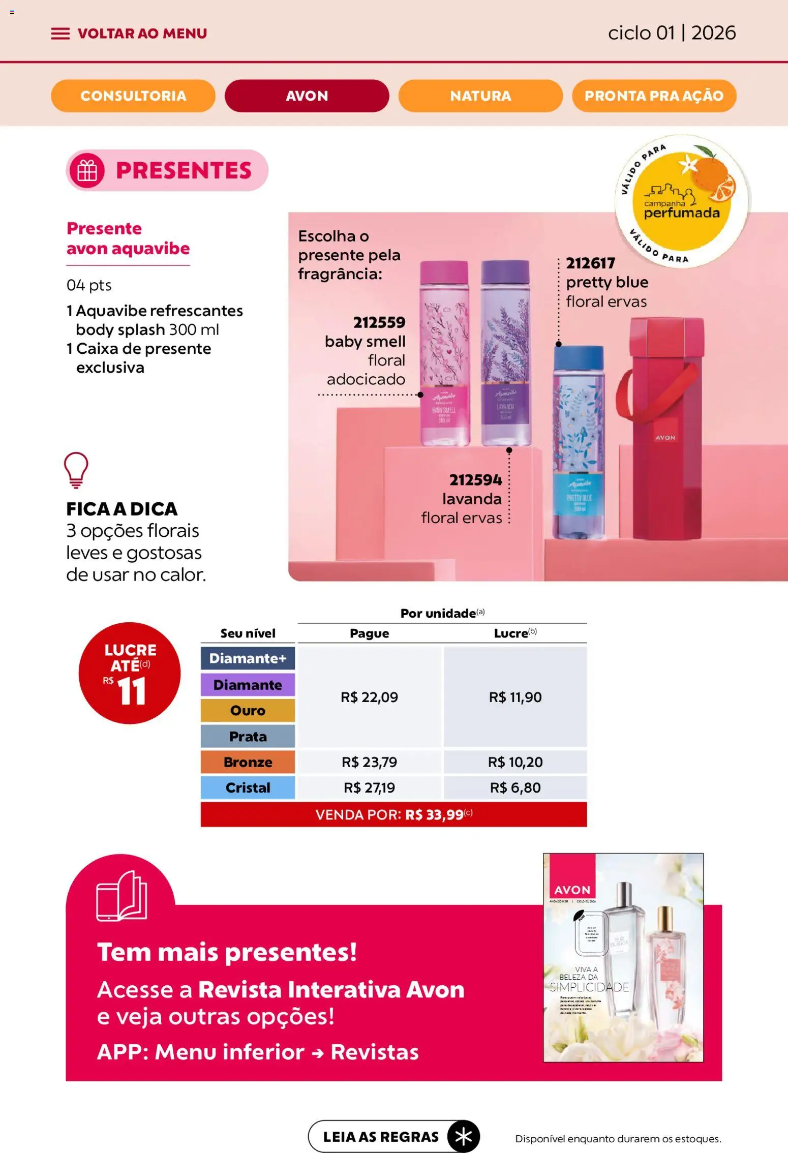 Avon Folheto - válido de 19.12.2025 | Página: 23 | Produtos: Fragrância, Revista, Caixa, Body