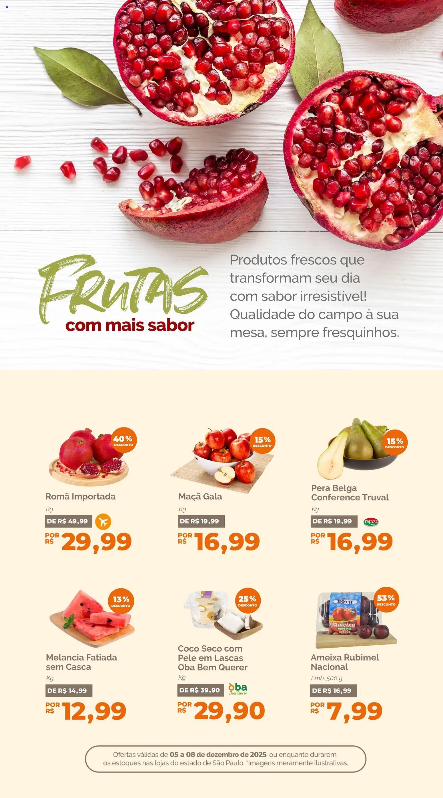 Oba Hortifruti Folheto - válido de 05.12.2025 | Página: 4 | Produtos: Coco, Melancia, Pera, Ameixa