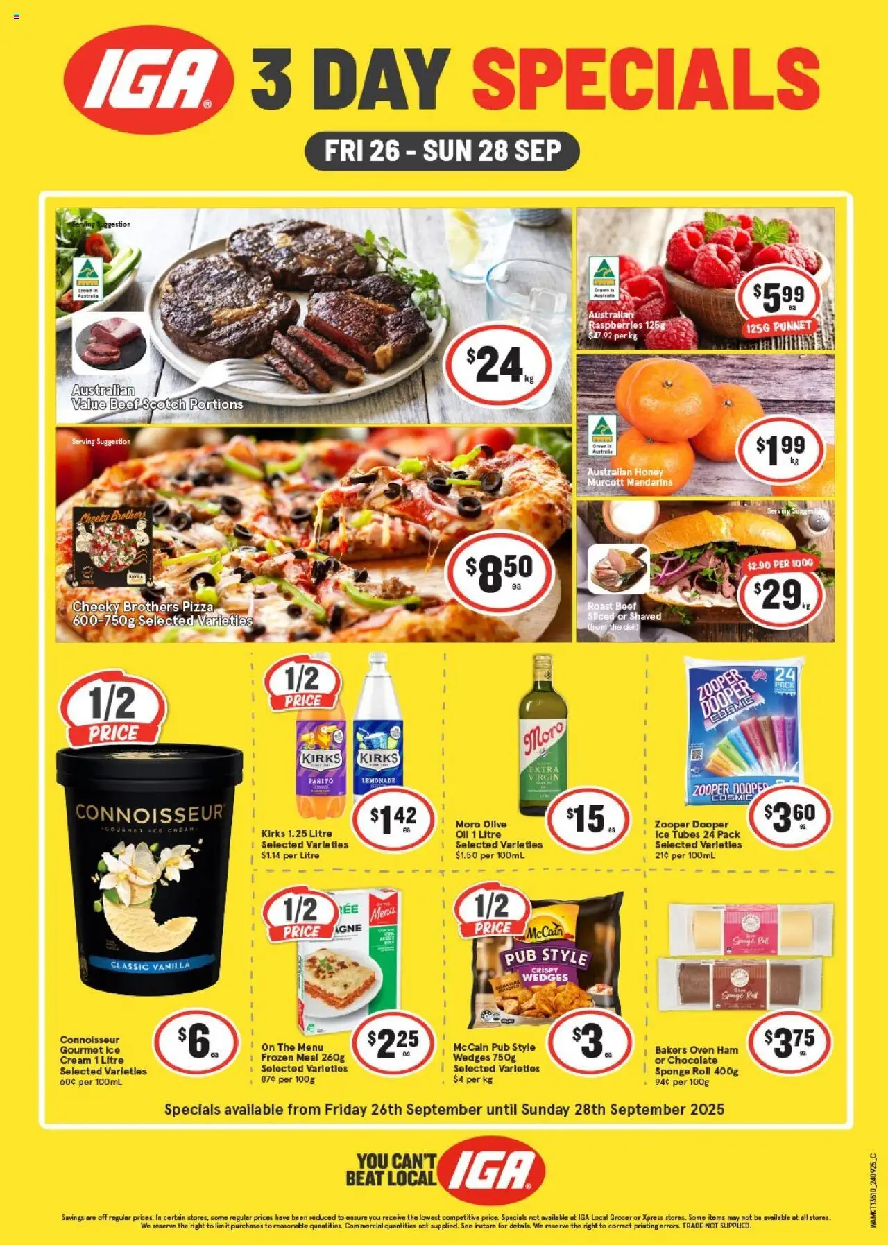 IGA catalogue - valid from 26.09.2025 | Page: 1 | Products: Chocolate, Ham, Mandarins, Oven