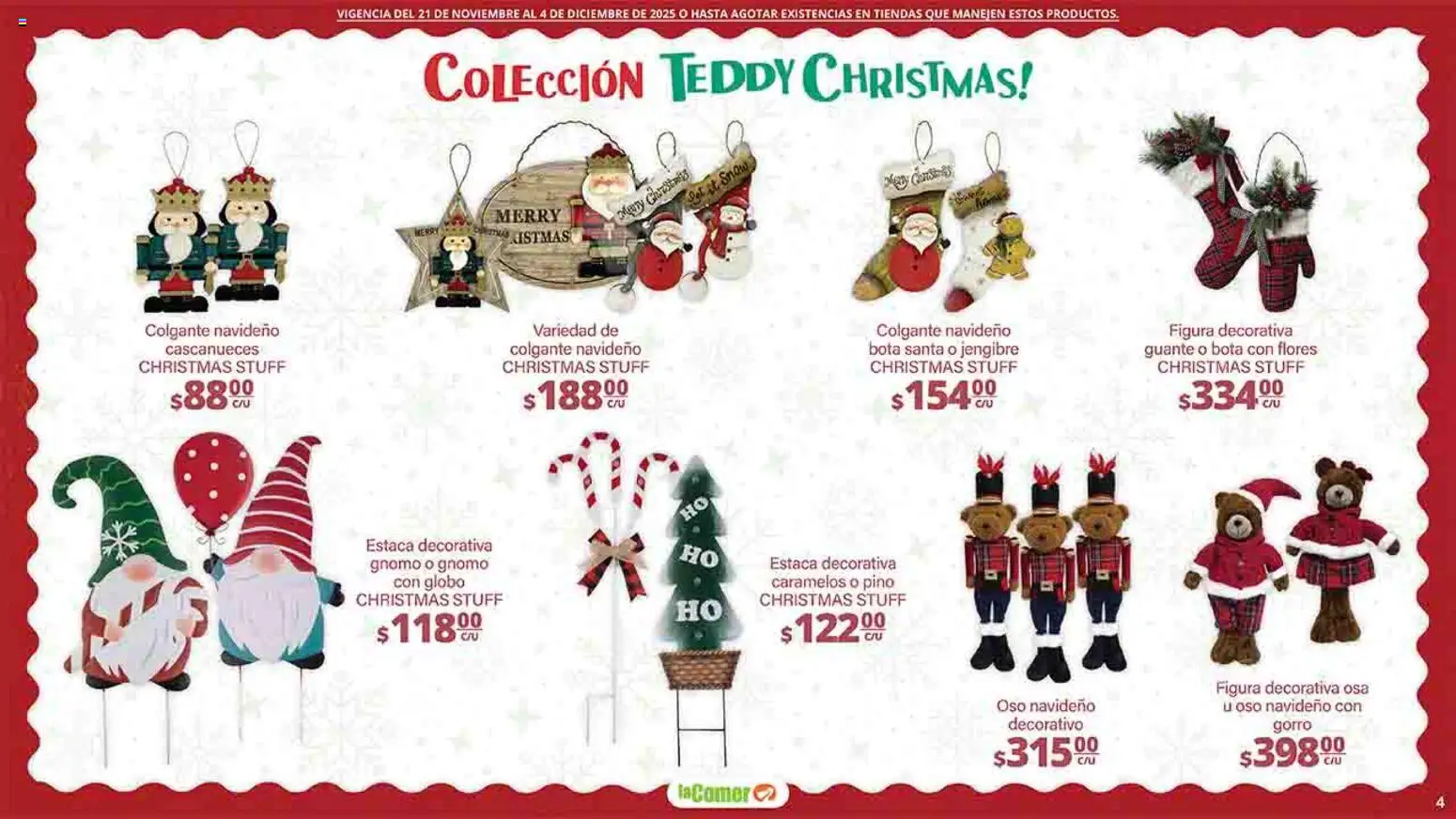 Nuevas ofertas de La Comer válidas en toda la República Mexicana desde el 21.11.2025. ¡Encuentra las mejores ofertas en La Comer folleto Felices Fiestas! | Página: 4 | Productos: Guante