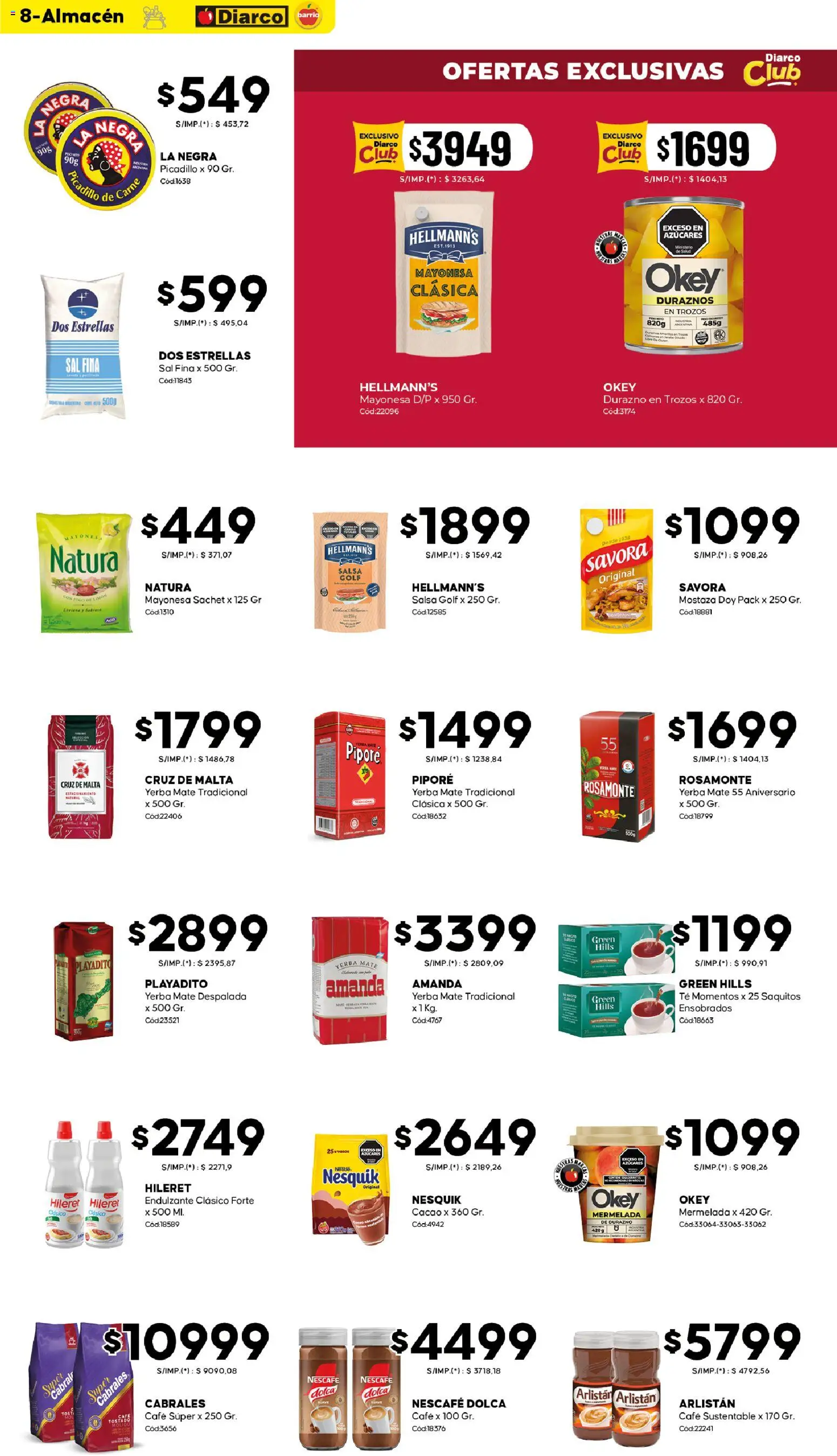 Diarco - Ofertas Diarco Barrio │ válido desde el 10.11.2025 | Página: 8 | Productos: Mate, Mostaza, Salsa Golf, Té