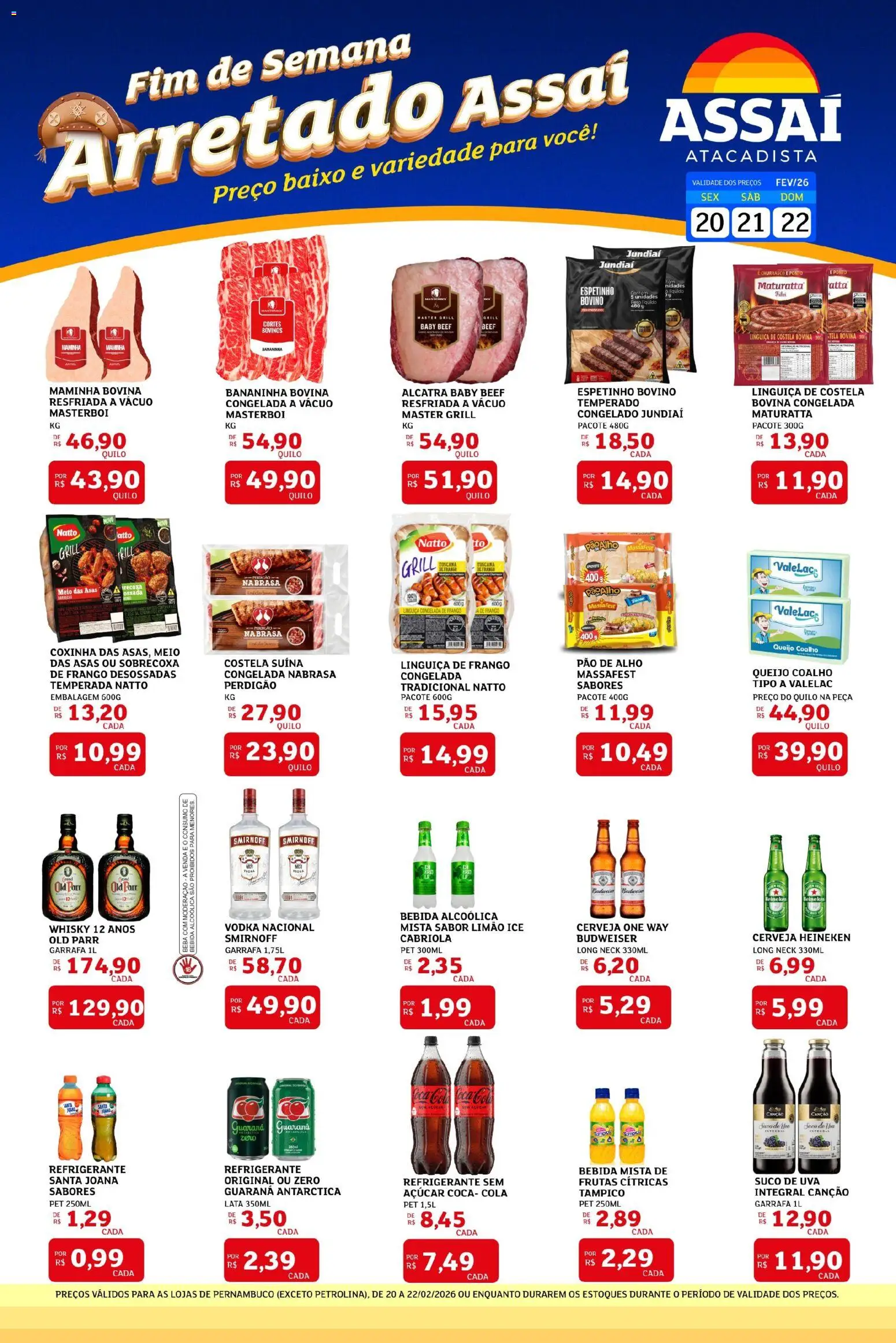 Assaí Atacadista Folheto - válido de 20.02.2026 | Página: 1 | Produtos: Pao de alho, Cerveja, Queijo coalho, Heineken