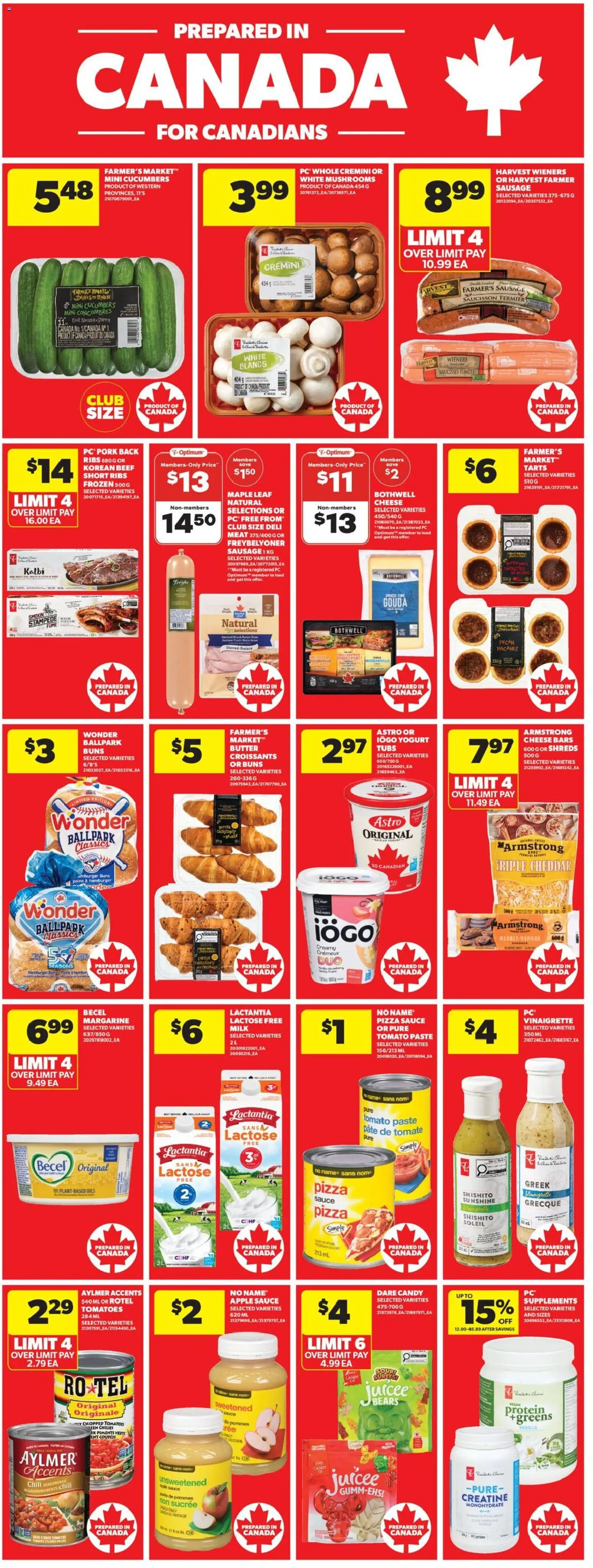 Real Canadian Superstore flyer valid from 16.04.2026 | Page: 8 | Products: Cucumbers, Milk, Butter, Cheese