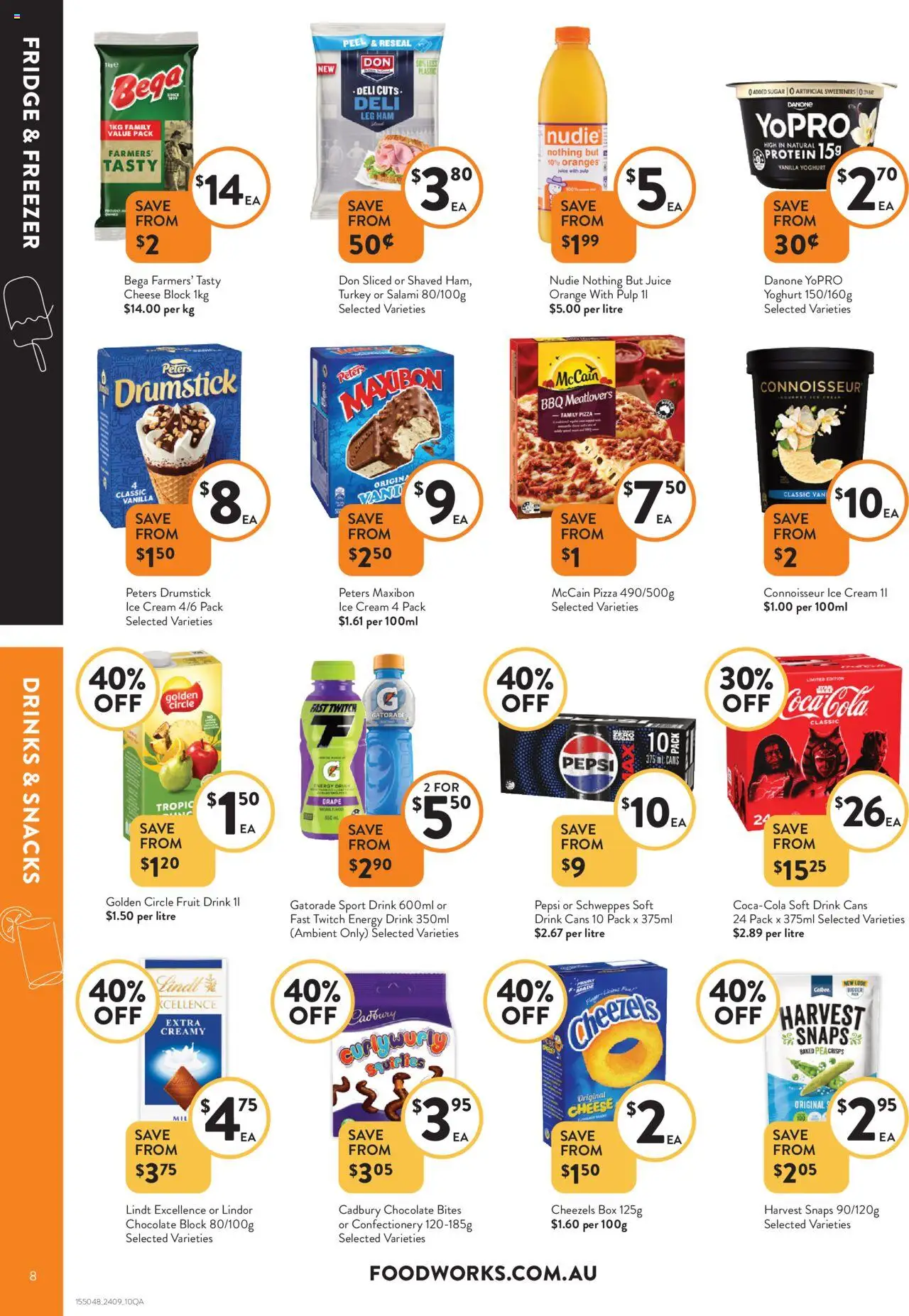 Foodworks catalogue - valid from 24.09.2025 | Page: 8 | Products: Energy drink, Salami, Juice, Pea