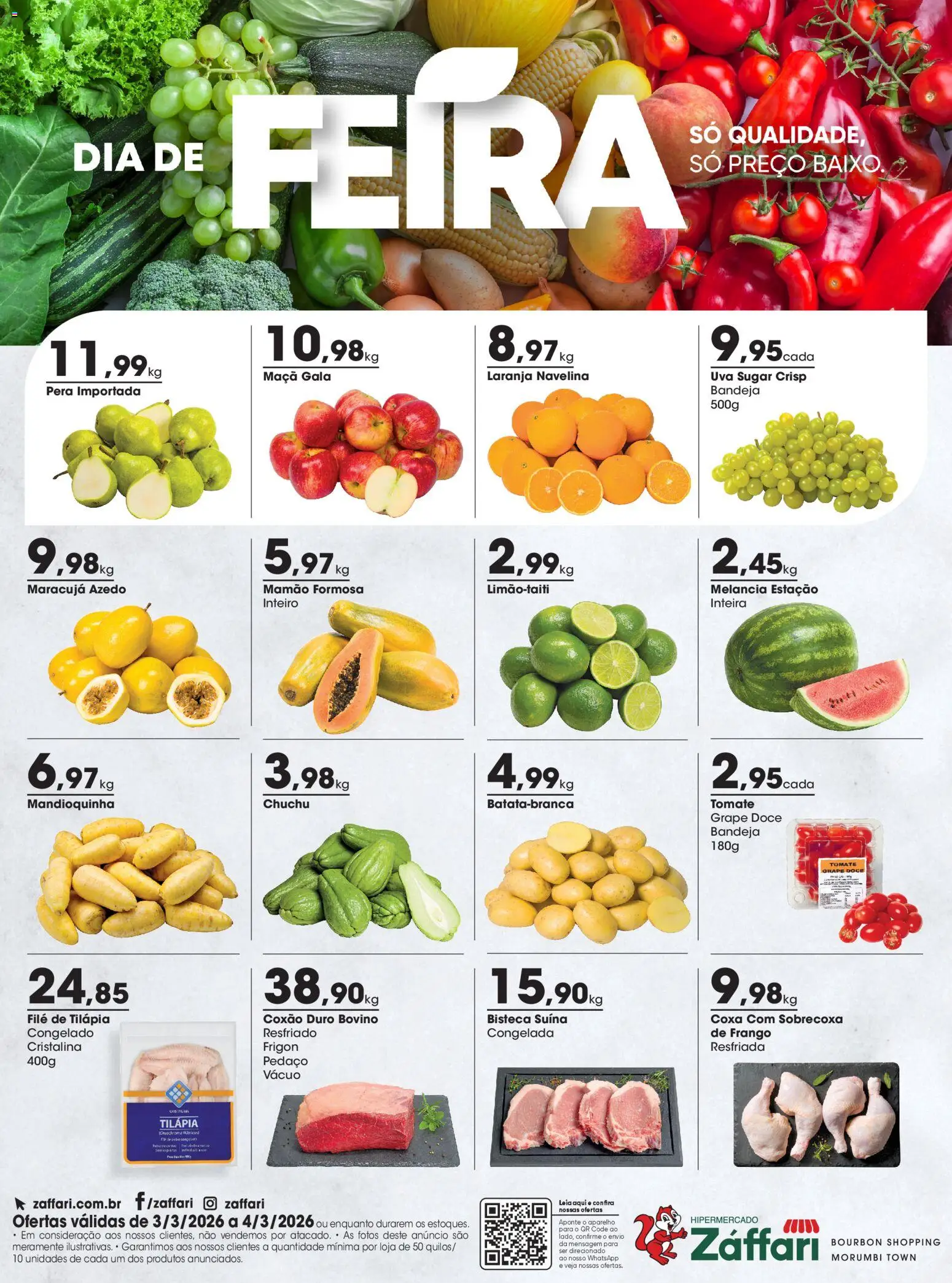 Zaffari Folheto - válido de 03.03.2026 | Página: 1 | Produtos: Maracujá, Melancia, Pera, Mandioquinha