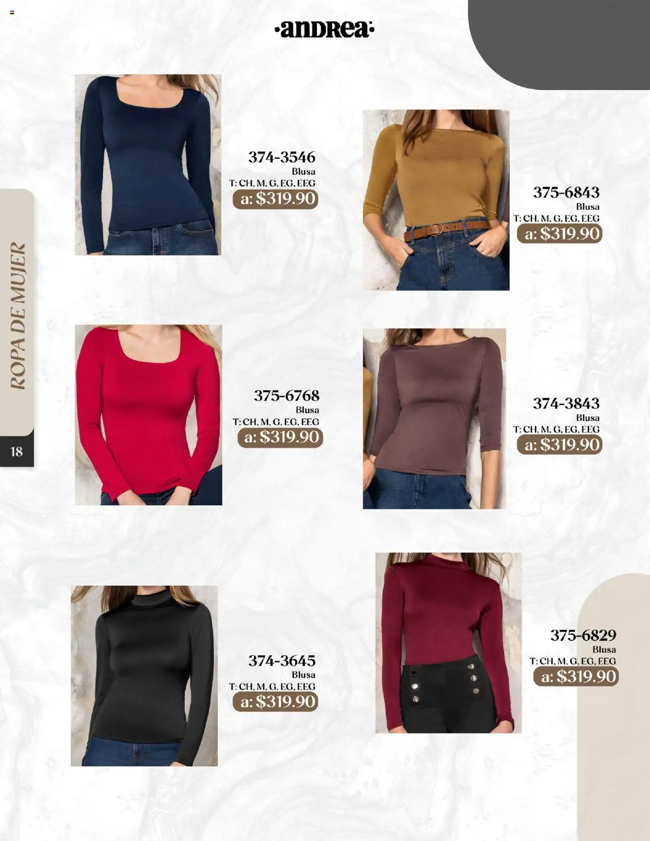 Nuevas ofertas de Andrea válidas en toda la República Mexicana desde el 24.08.2025. ¡Encuentra las mejores ofertas en Andrea - Catálogo Esenciales de Otoño! | Página: 18 | Productos: Blusa, Ropa