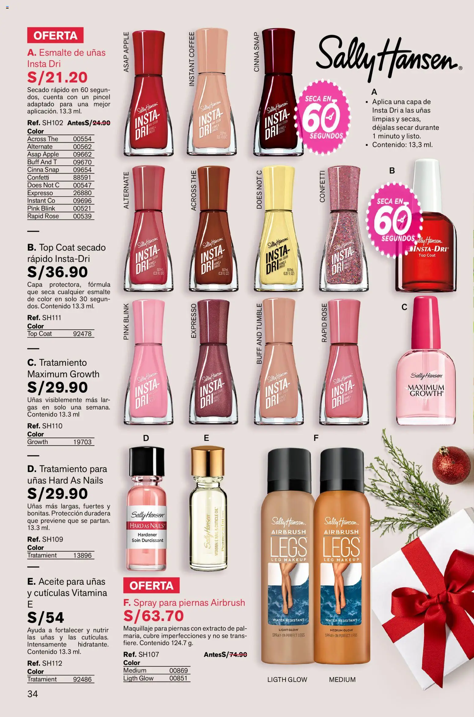Catálogo Leonisa válido desde 05.12.2025 | Página: 34 | Productos: Esmalte de uñas, Pincel, Aceite, Maquillaje