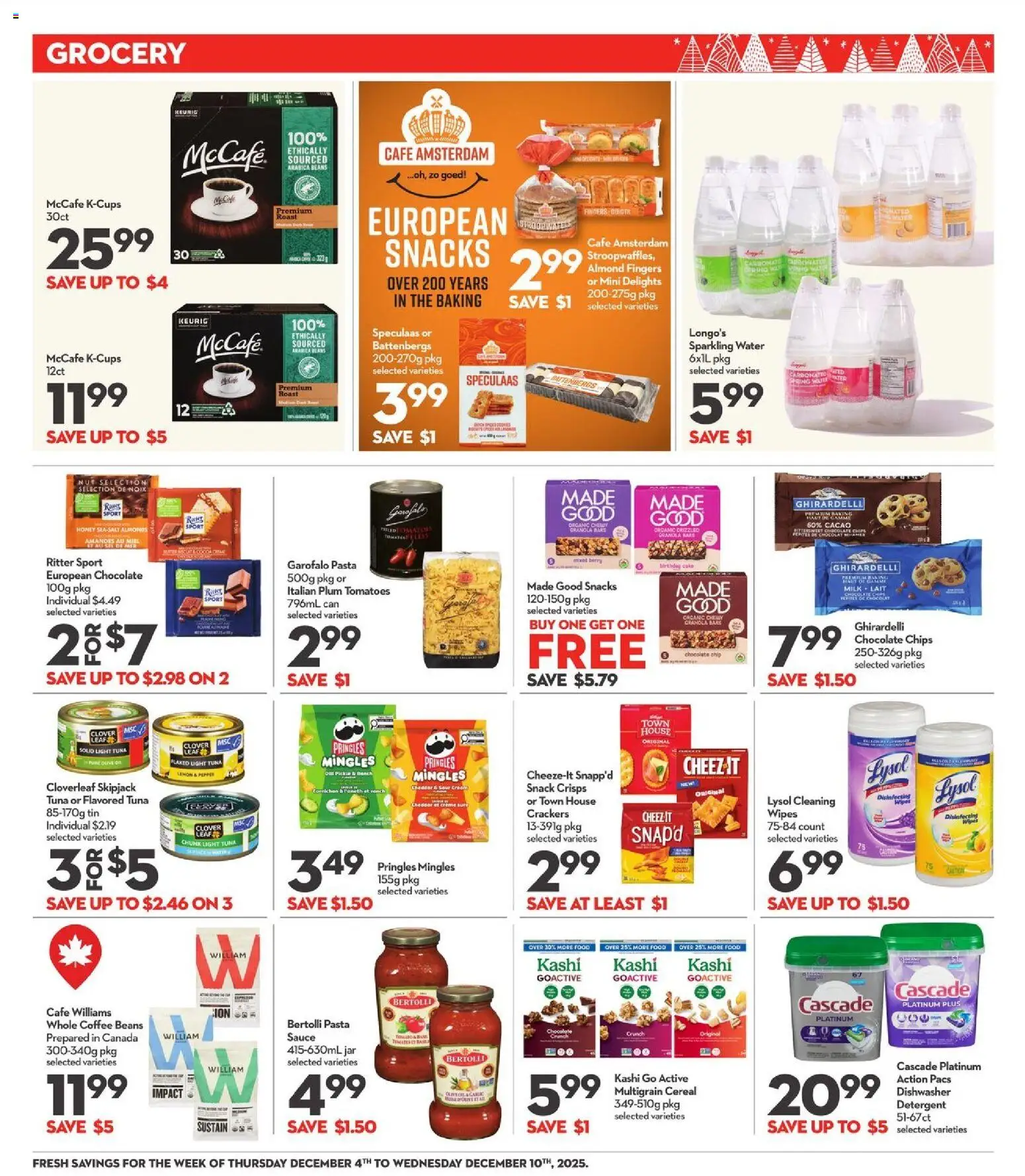 Longo's flyer valid from 04.12.2025 | Page: 15 | Products: Pasta, Chips, Detergent, Tomatoes