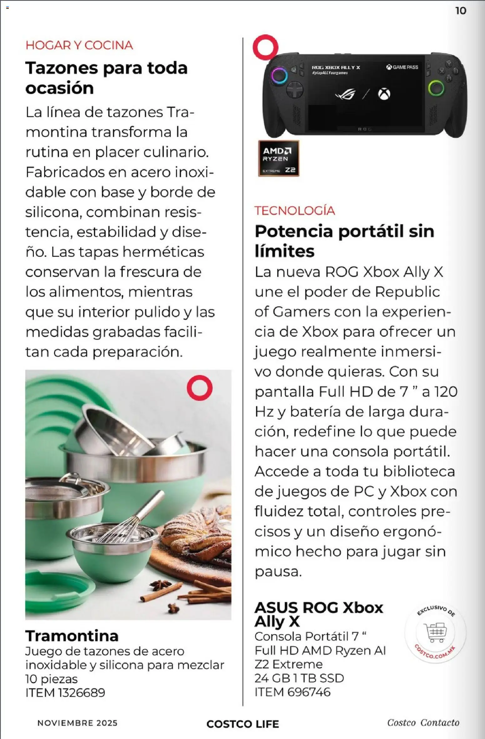 Nuevas ofertas de Costco válidas en toda la República Mexicana desde el 01.11.2025. ¡Encuentra las mejores ofertas en Costco Revista Noviembre! | Página: 10 | Productos: Bowl, Biblioteca, Batería, Xbox