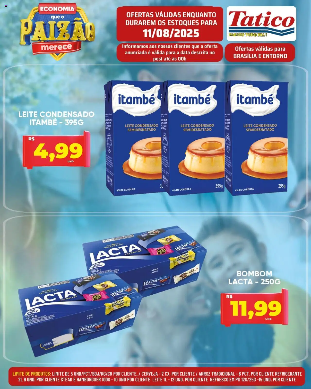 Tatico Folheto - válido de 12.08.2025 | Página: 19 | Produtos: Leite, Arroz, Hambúrguer, Leite condensado