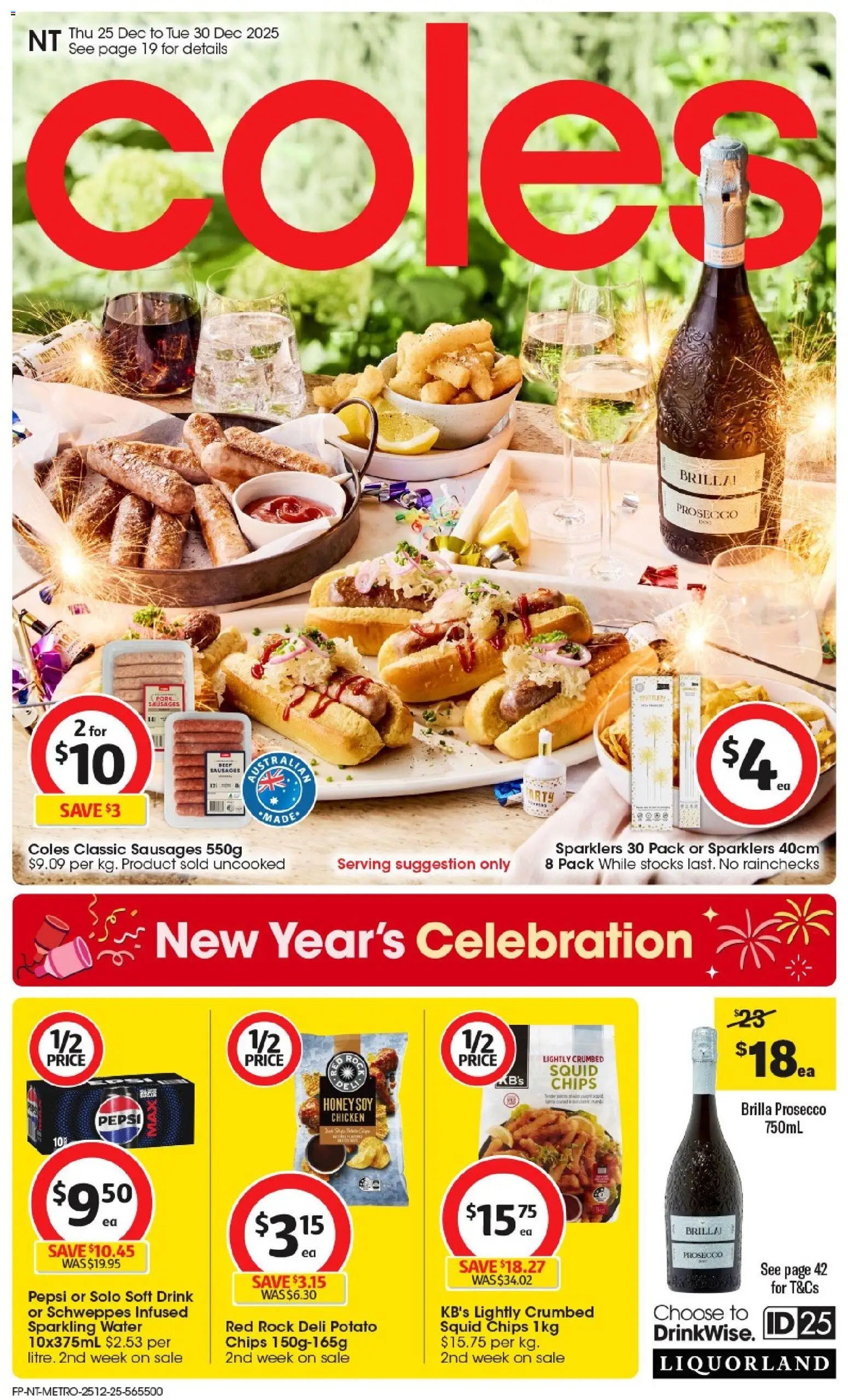 Coles catalogue - valid from 25.12.2025 | Page: 1 | Products: Chicken, Pork, Pepsi, Water