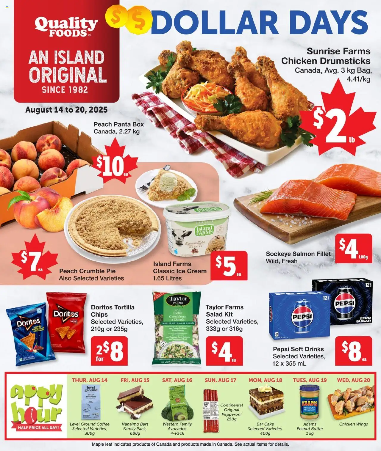 Quality Foods flyer valid from 14.08.2025 | Page: 1 | Products: Chips, Ice cream, Butter, Chicken