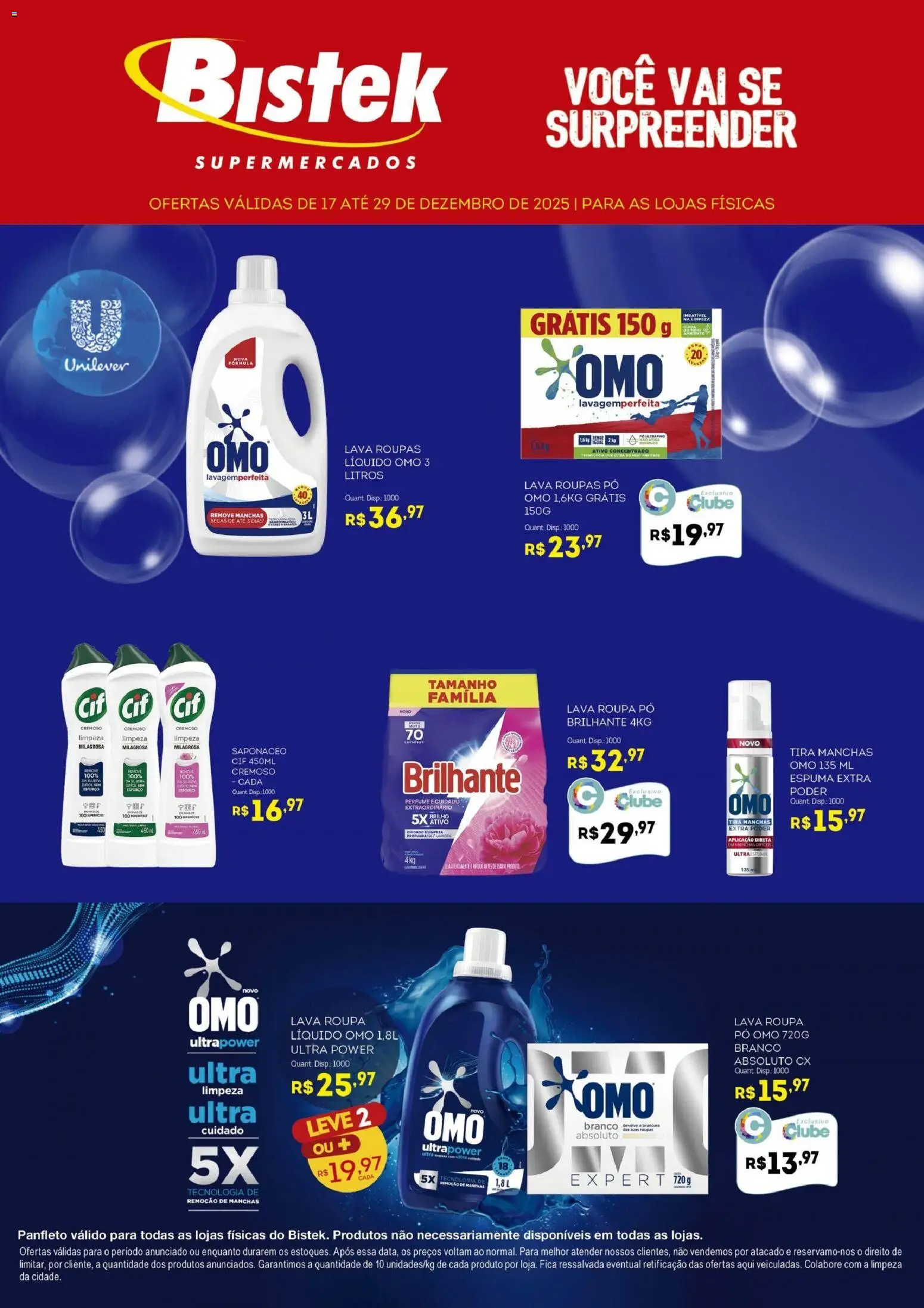 Bistek Supermercados Folheto - válido de 17.12.2025 | Página: 1 | Produtos: Perfume, Tira manchas, Roupas, Saponáceo