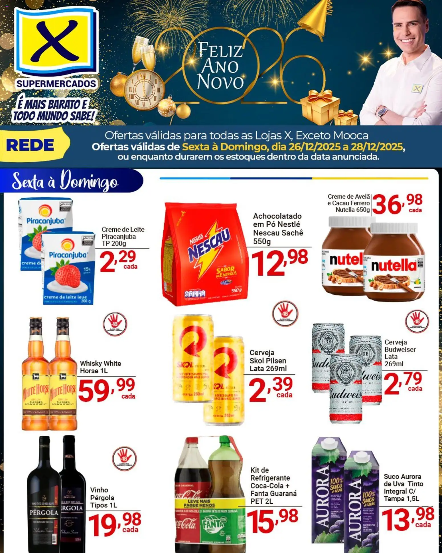 X Supermercados Folheto - válido de 26.12.2025 | Página: 2 | Produtos: Nescau, Cola, Leite, Avelã