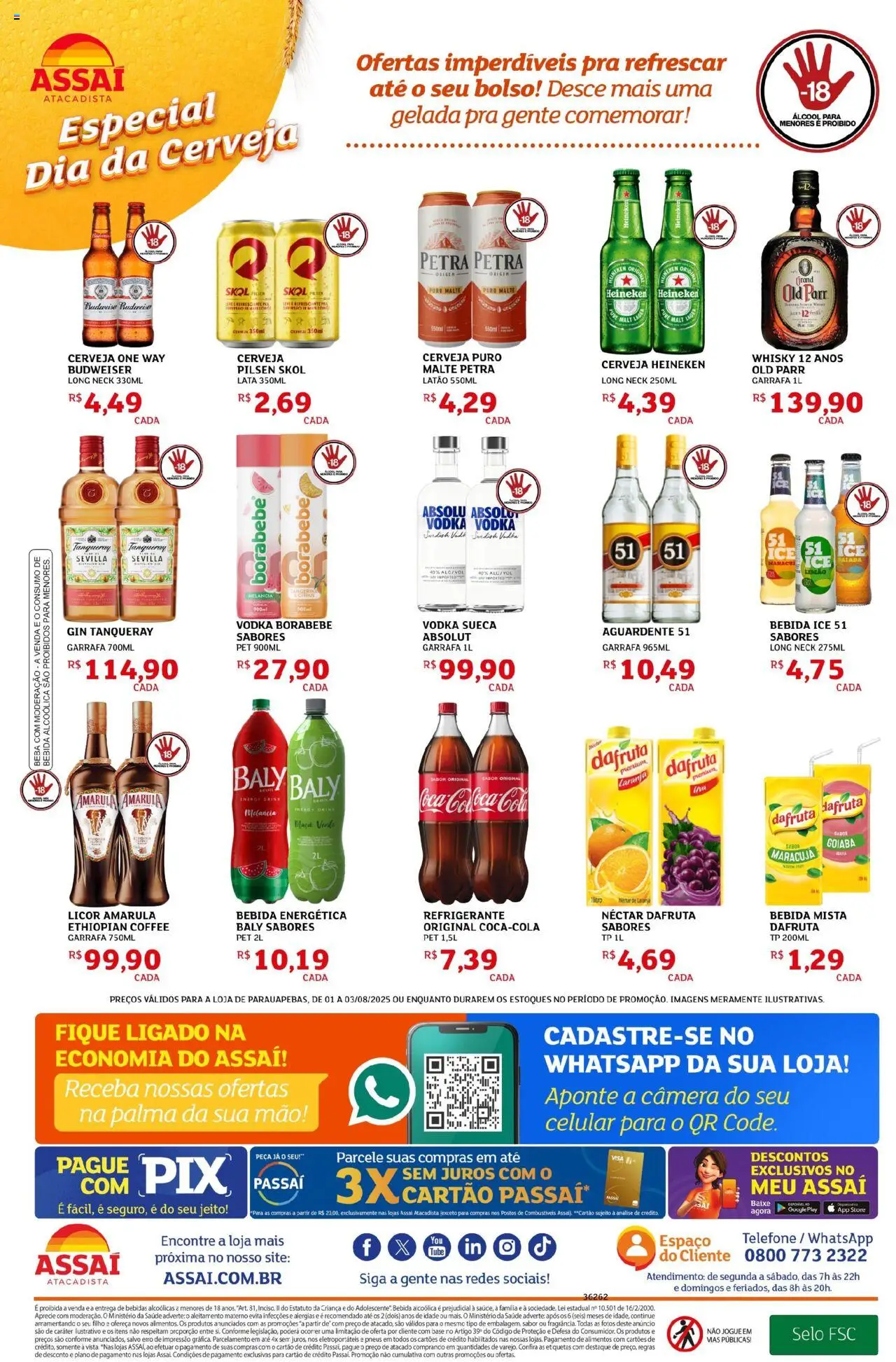 Assaí Atacadista Folheto - válido de 01.08.2025 | Página: 3 | Produtos: Cerveja, Gin, Bebida, Câmera