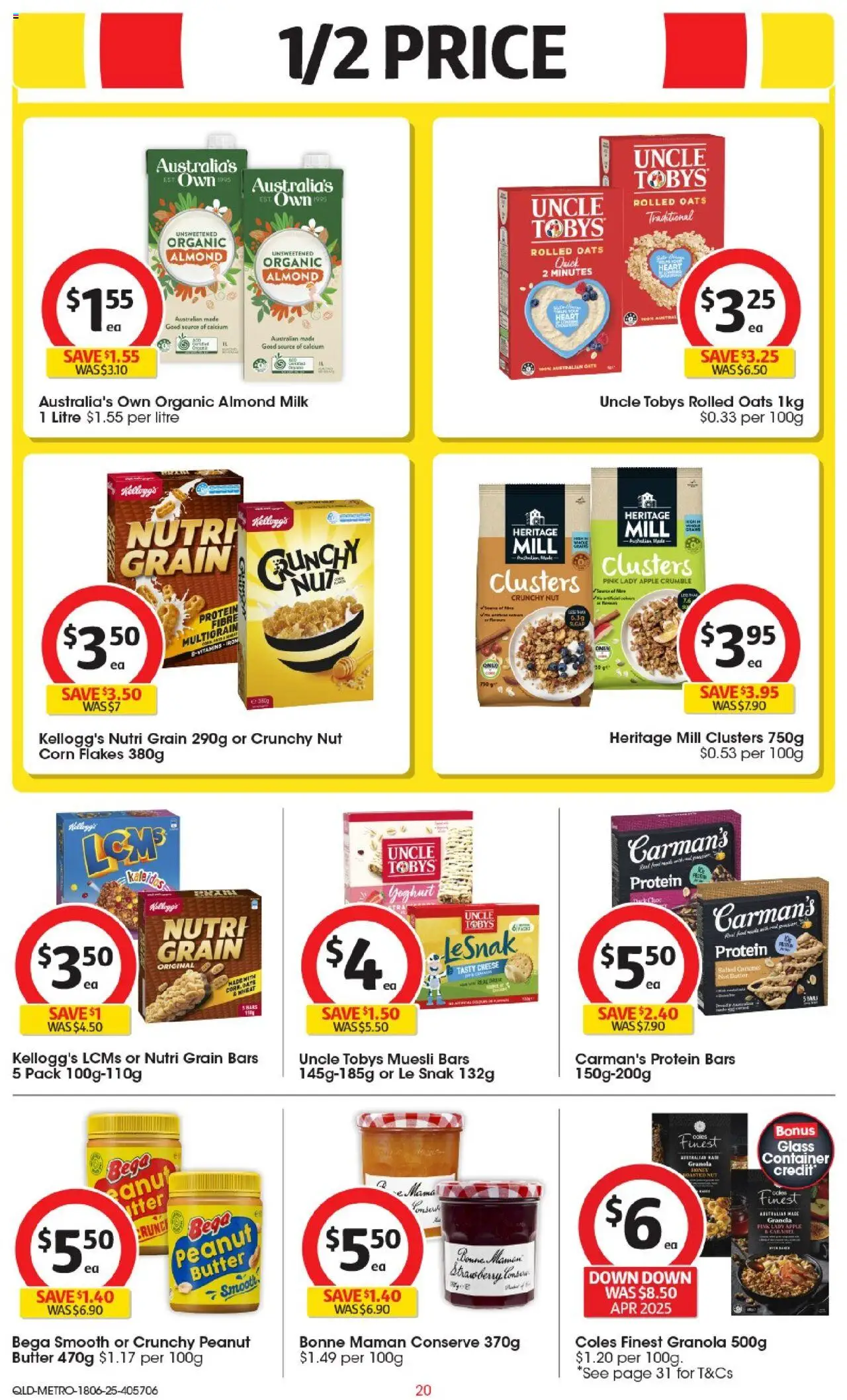 Coles catalogue - valid from 18.06.2025 | Page: 20 | Products: Milk, Yoghurt, Granola, Oats