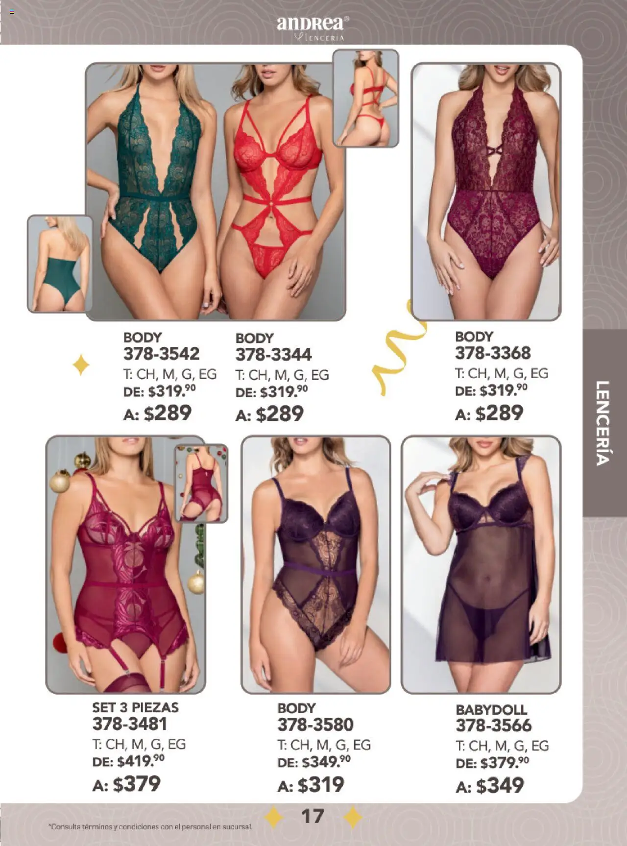 Nuevas ofertas de Andrea válidas en toda la República Mexicana desde el 24.08.2025. ¡Encuentra las mejores ofertas en Andrea - Catálogo Fiestas y Celebraciones! | Página: 17 | Productos: Body, Lenceria