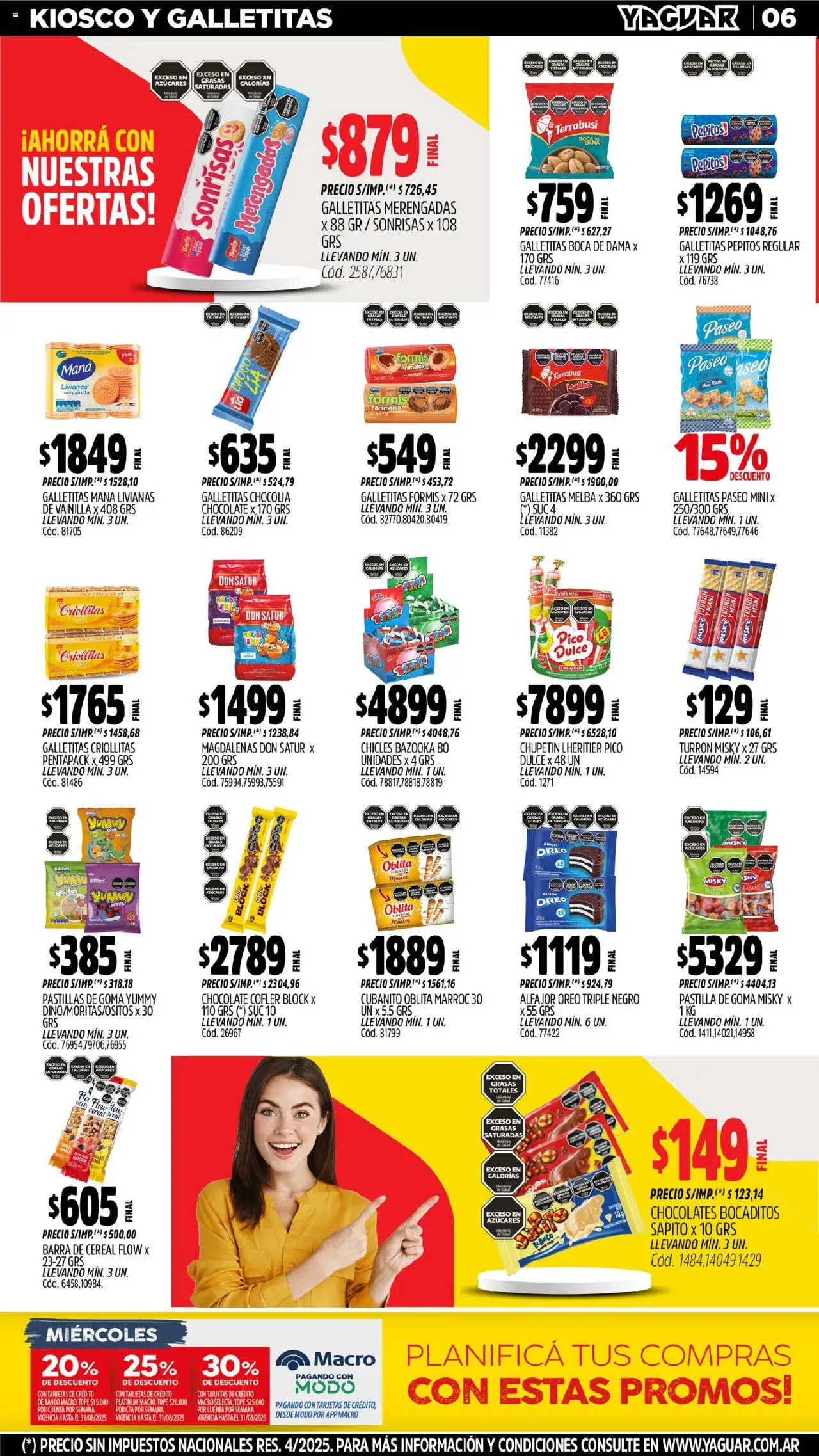 Yaguar - San Juan │ válido desde el 18.08.2025 | Página: 6 | Productos: Galletitas, Chicles, Alfajor, Turrón