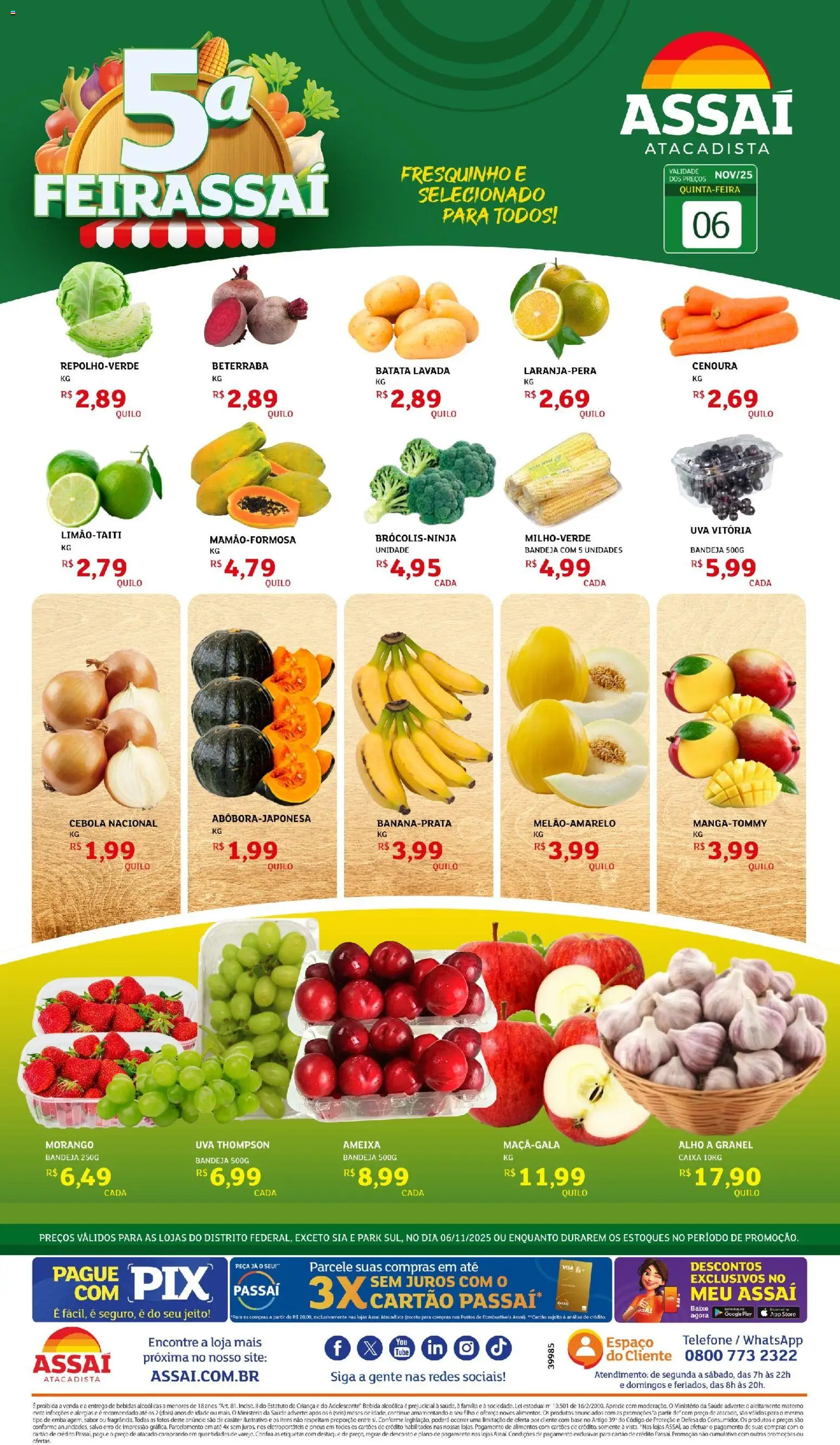 Assaí Atacadista Folheto - válido de 06.11.2025 | Página: 1 | Produtos: Cebola, Pneus, Base, Bandeja