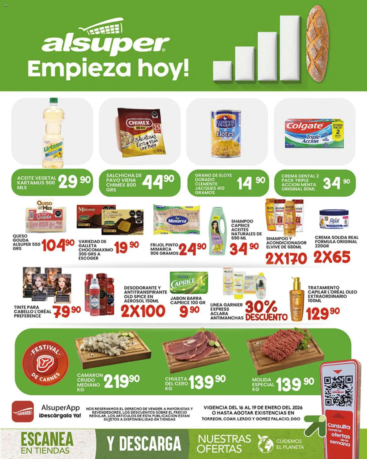 Nuevas ofertas de Alsuper válidas en toda la República Mexicana desde el 16.01.2026. ¡Encuentra las mejores ofertas en Alsuper folleto Laguna! | Página: 1 | Productos: Antitranspirante, Queso, Aceite, Acondicionador