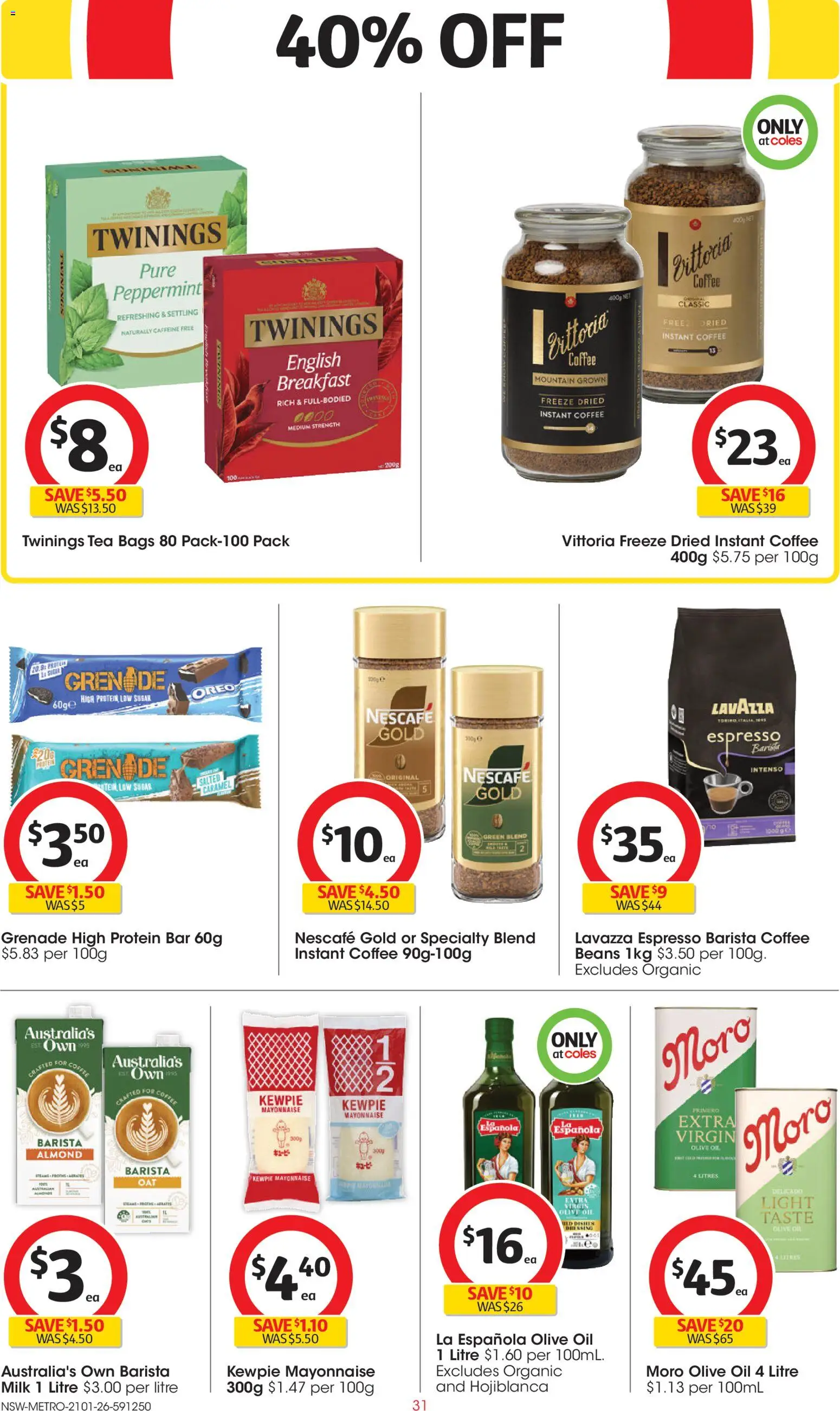 Coles catalogue - valid from 21.01.2026 | Page: 31 | Products: Milk, Coffee, Tea, Mayonnaise