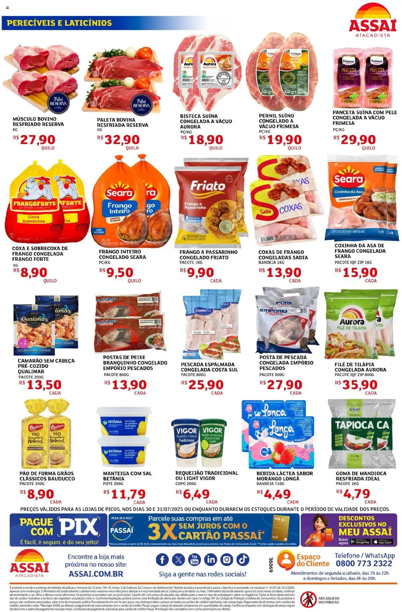 Assaí Atacadista Folheto - válido de 30.07.2025 | Página: 2 | Produtos: Tapioca, Camarão, Tilápia, Pneus