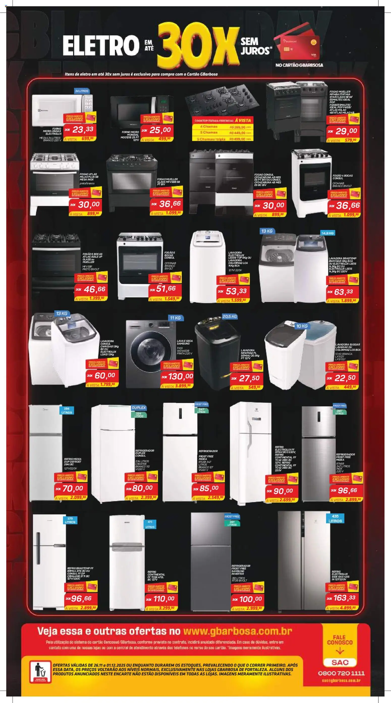 Gbarbosa Folheto - válido de 26.11.2025 | Página: 4 | Produtos: Fogão, Cooktop, Lava e seca, Microondas