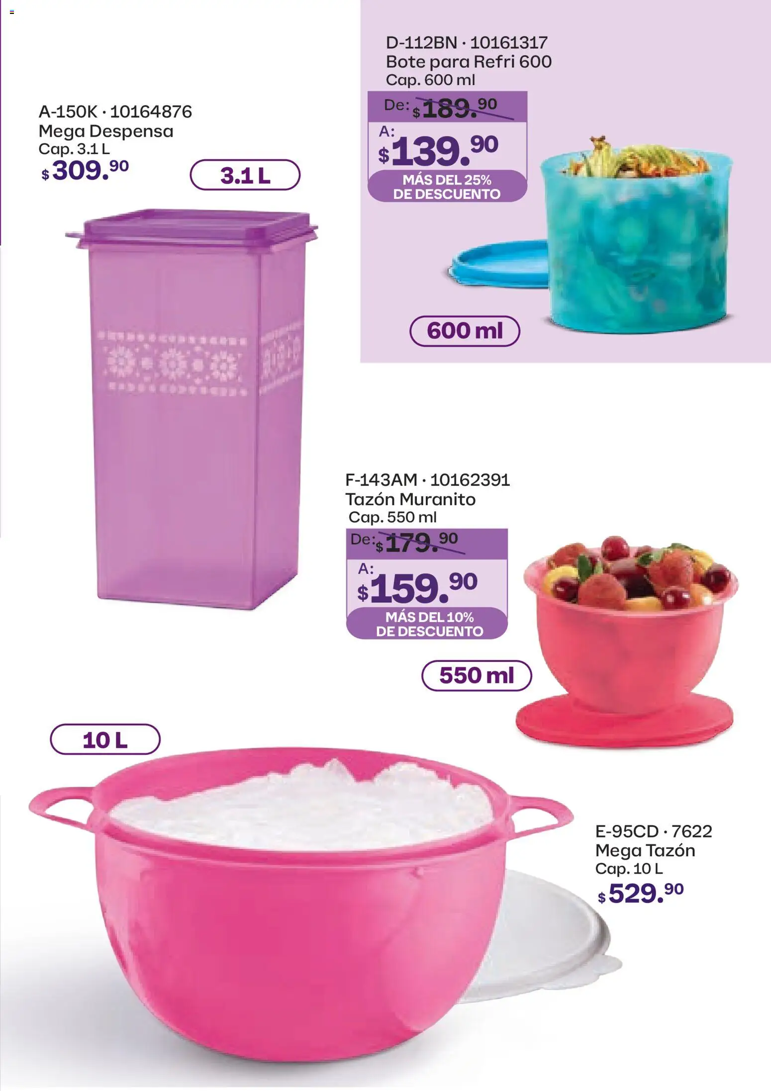 Nuevas ofertas de Tupperware válidas en toda la República Mexicana desde el 23.03.2026. ¡Encuentra las mejores ofertas en Tupperware catálogo! | Página: 85 | Productos: Despensa