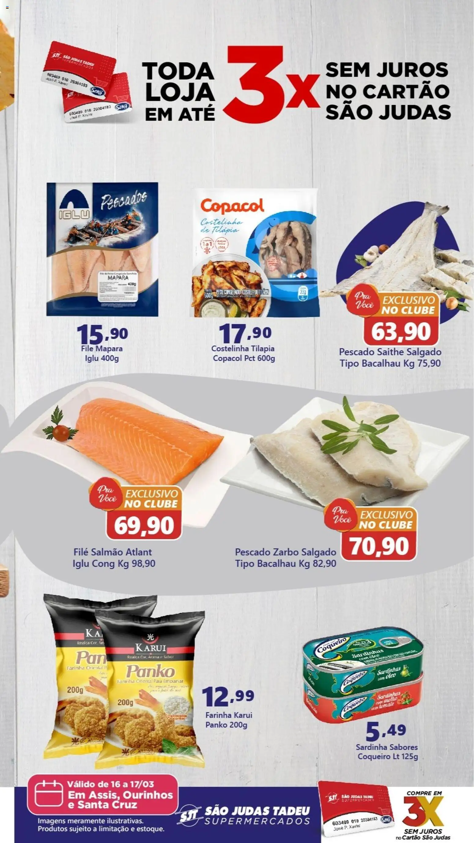 São Judas Tadeu Folheto - válido de 16.03.2026 | Página: 2 | Produtos: Salmão, Bacalhau, Tilápia, Sardinha