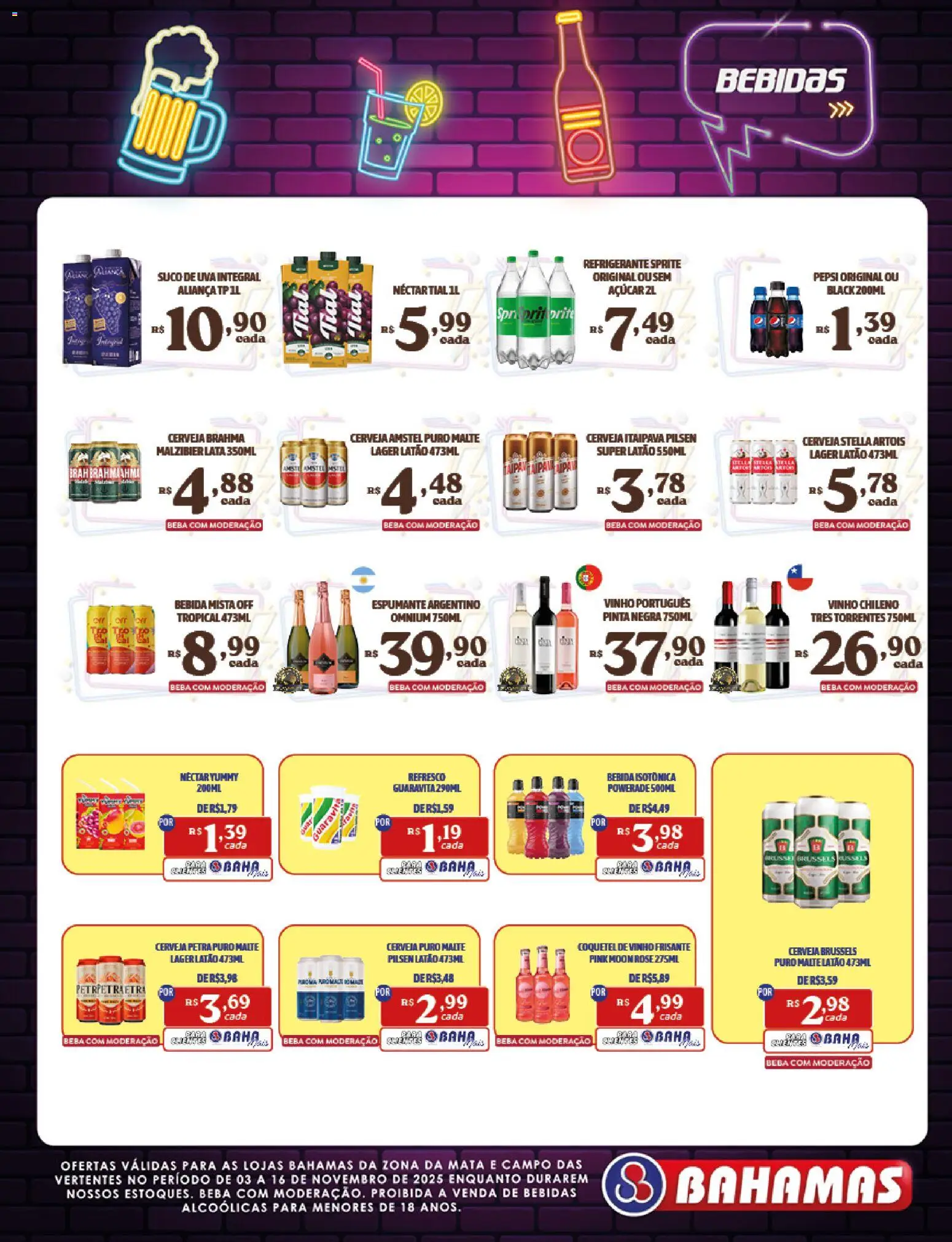 Bahamas Supermercados Folheto - válido de 03.11.2025 | Página: 9 | Produtos: Espumante, Aliança, Suco, Bebida