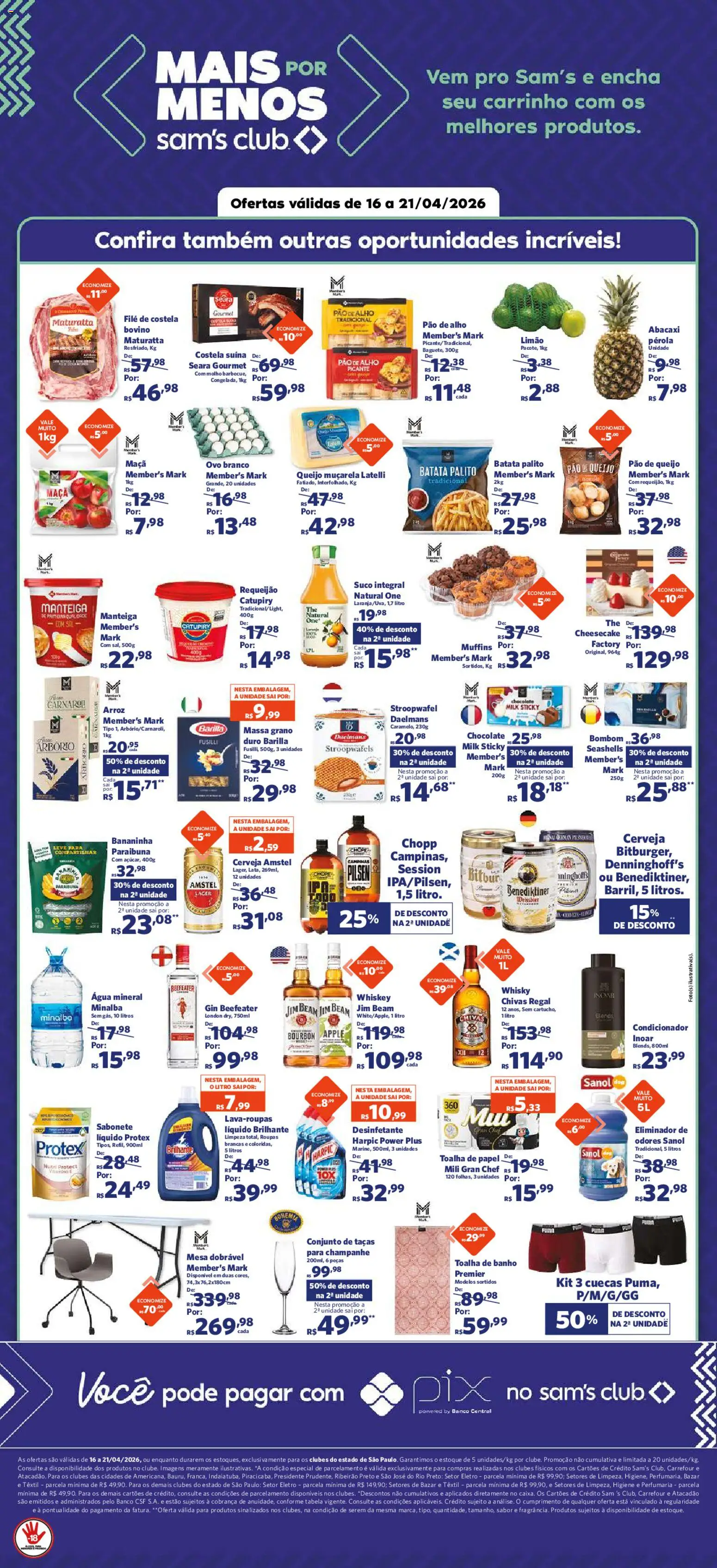 Sam's Club Folheto - válido de 16.04.2026 | Página: 2 | Produtos: Taças, Cerveja, Água mineral, Pão de queijo