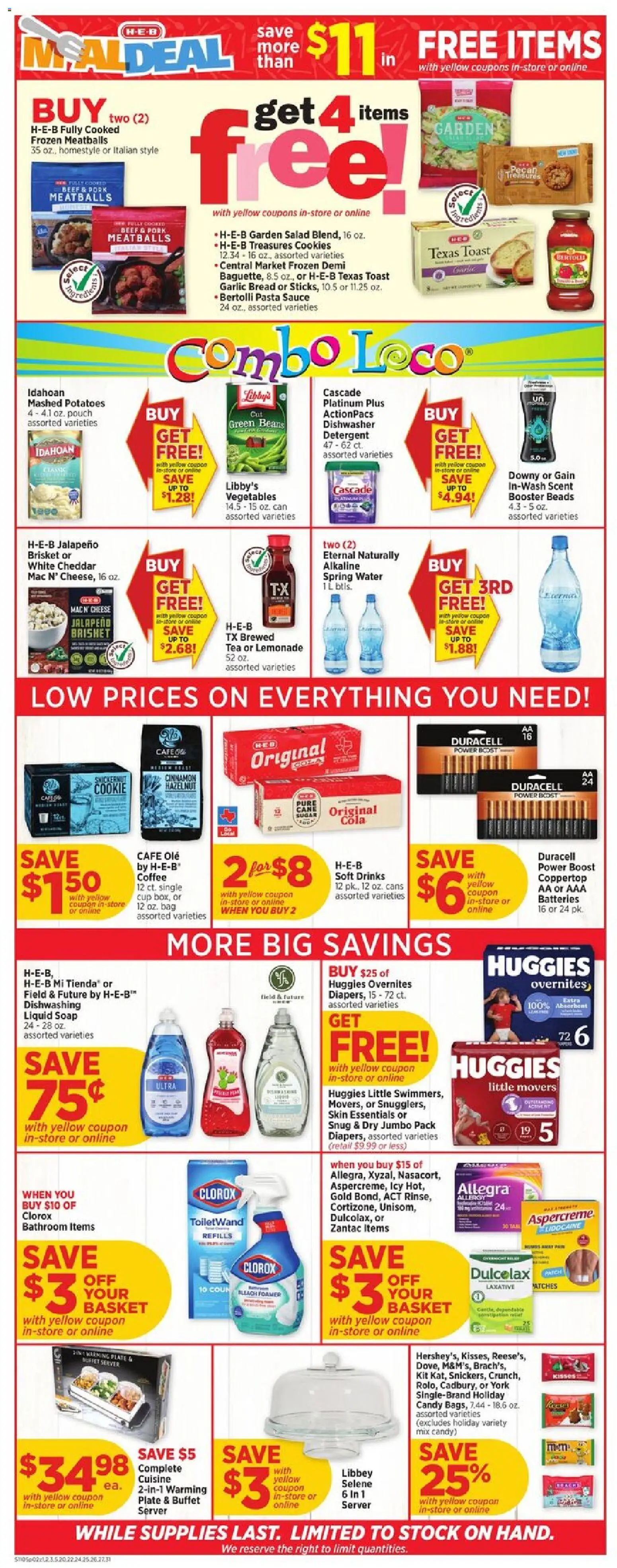 H-E-B Weekly Ad - valid from 05.11.2025 | Page: 2 | Products: Pasta, Potatoes, Water, Bag