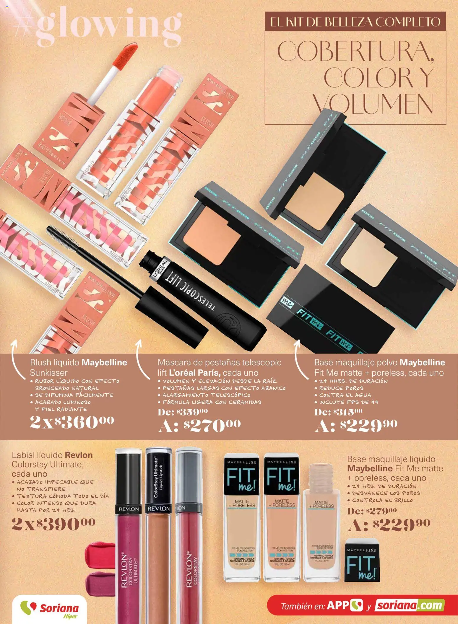 Nuevas ofertas de Soriana válidas en toda la República Mexicana desde el 12.03.2026. ¡Encuentra las mejores ofertas en Soriana Glowing Descubre tu belleza Híper Nacional! | Página: 3 | Productos: Máscara, Agua, Brillo, Radiante