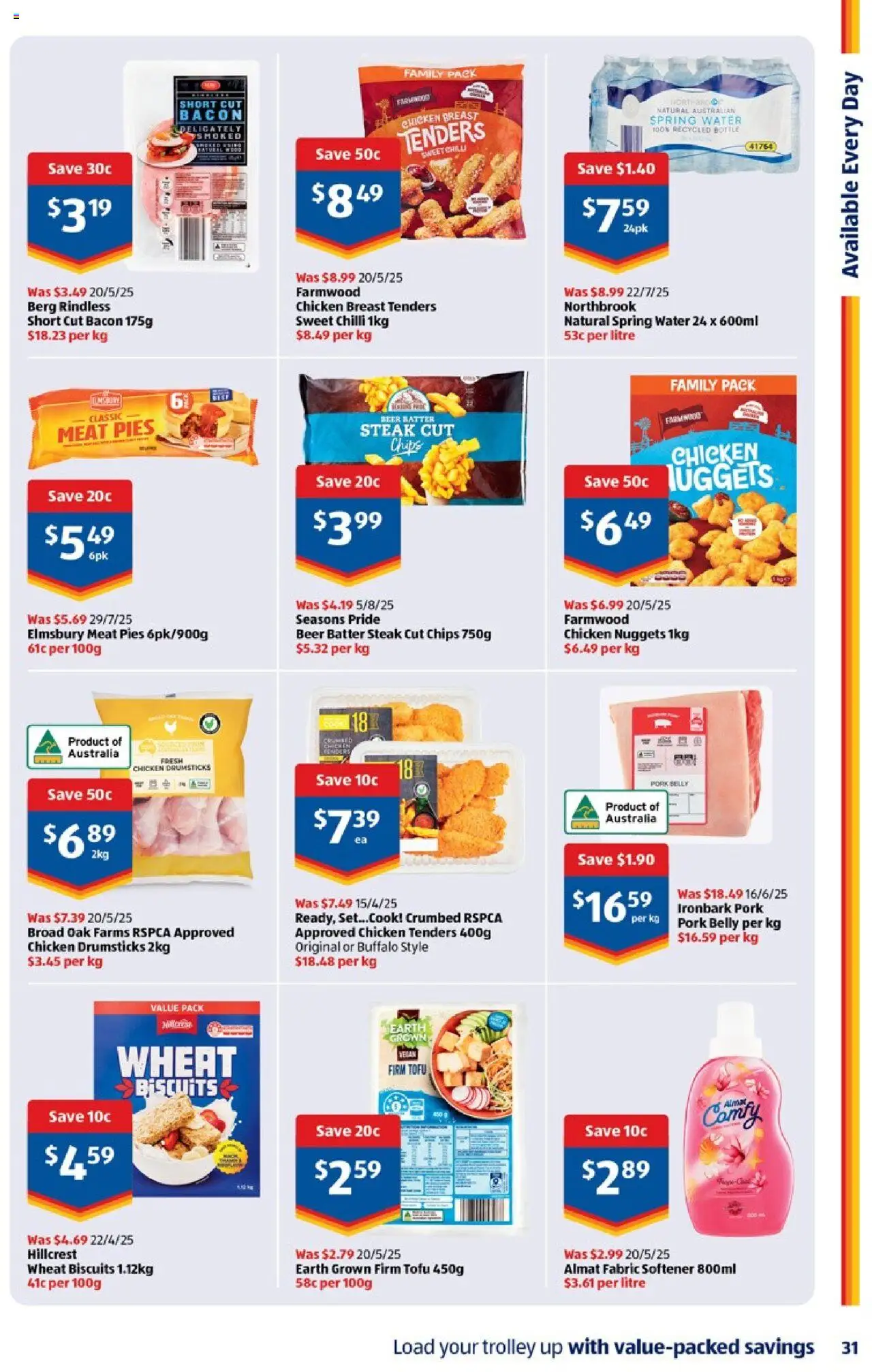 Aldi catalogue - valid from 22.10.2025 | Page: 31 | Products: Chicken, Fabric softener, Biscuits, Water