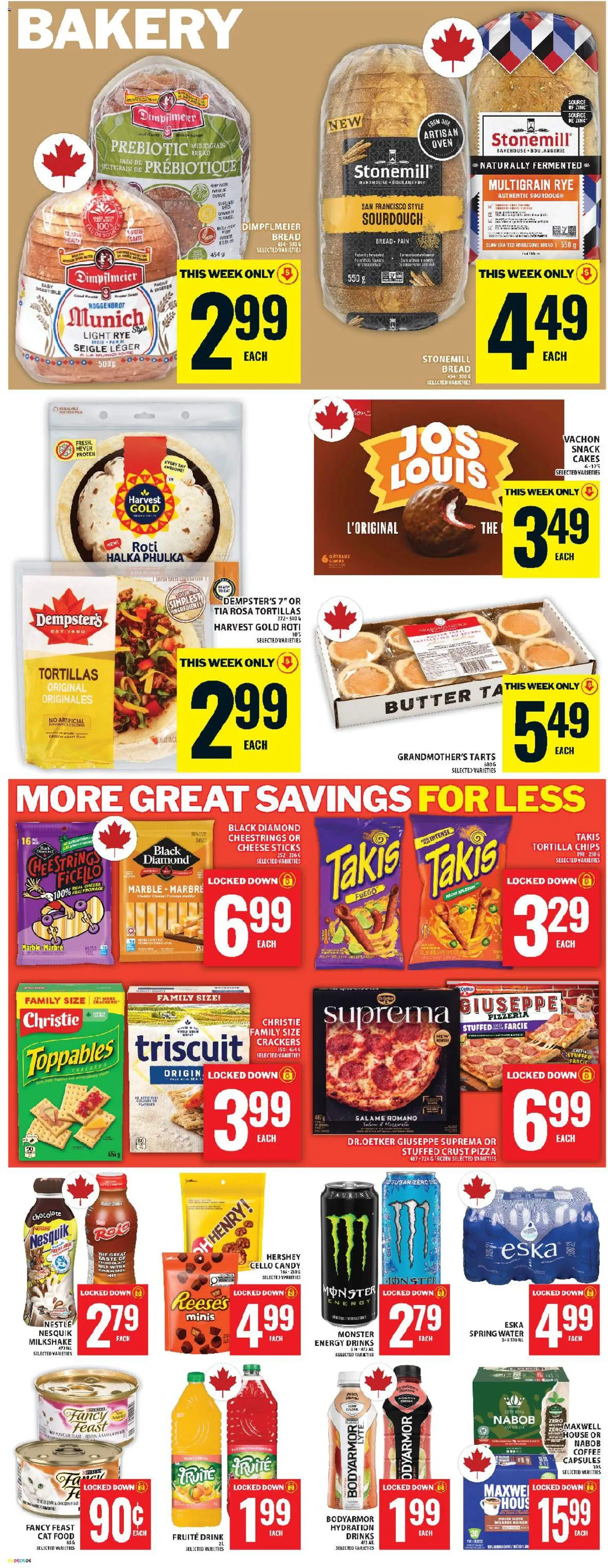 Food Basics flyer valid from 23.04.2026 | Page: 8 | Products: Chips, Bakery, Milk, Pizza