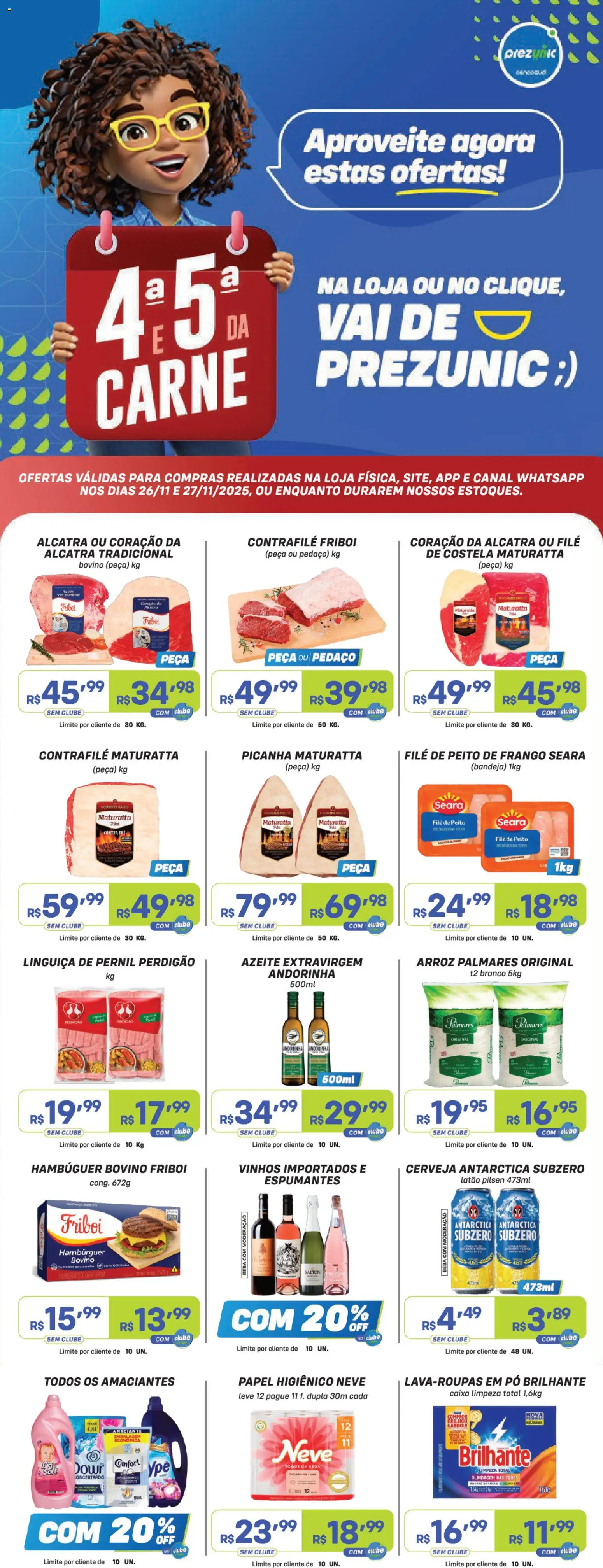Prezunic Folheto - válido de 26.11.2025 | Página: 1 | Produtos: Linguiça, Picanha, Arroz, Azeite