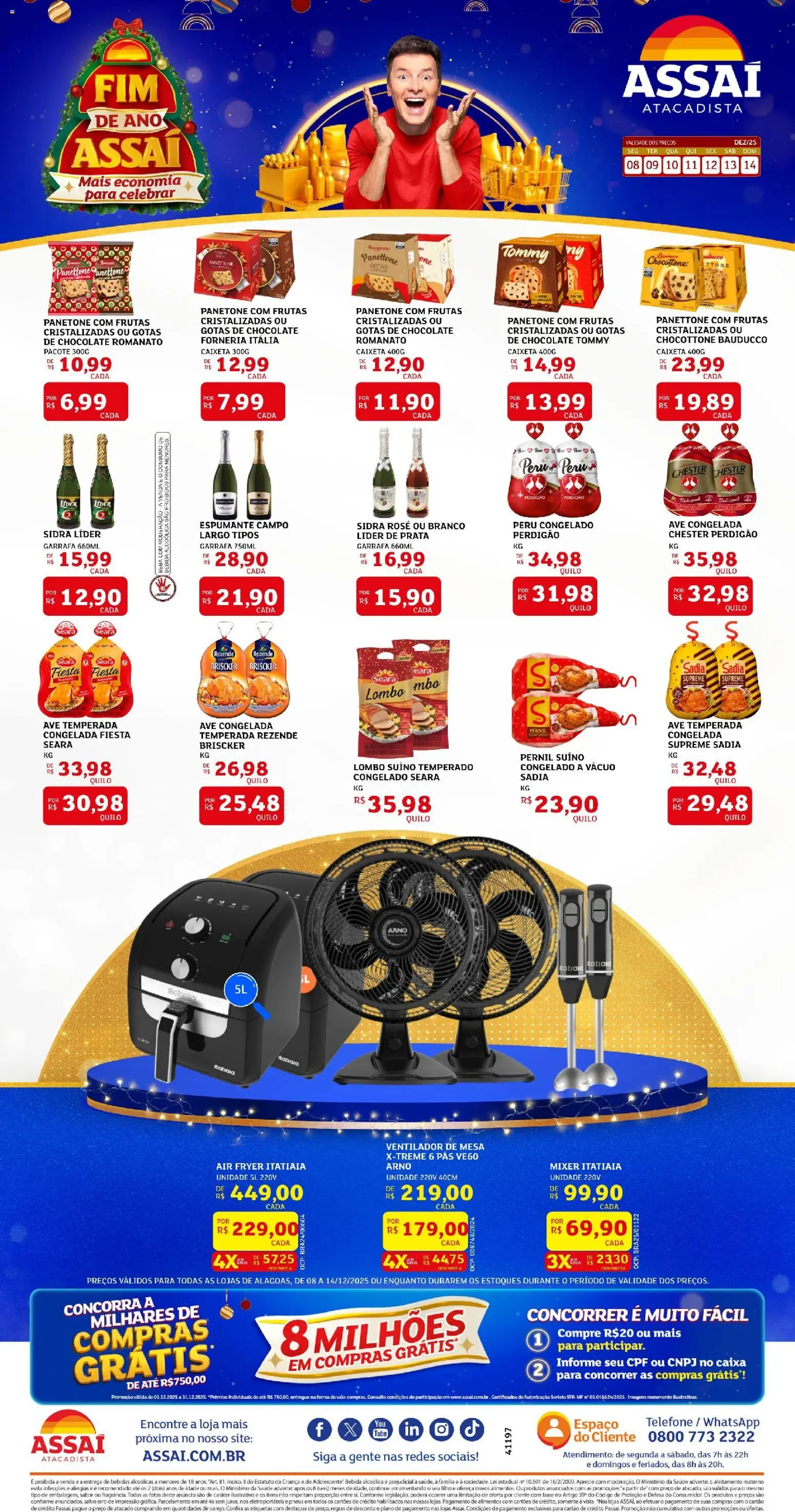Assaí Atacadista Folheto - válido de 08.12.2025 | Página: 1 | Produtos: Pneus, Base, Panetone, Frutas cristalizadas