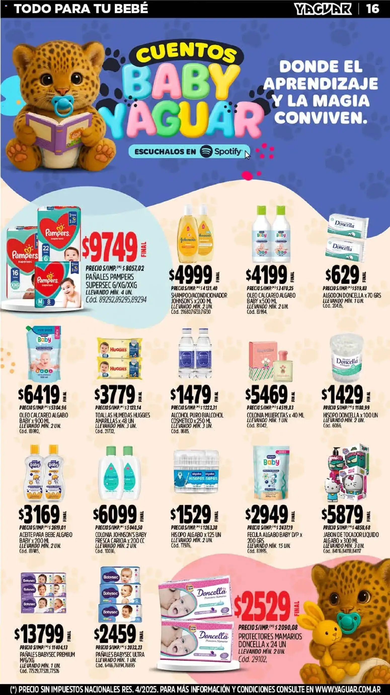Yaguar - Oferta Semanal Santa Fé │ válido desde el 23.02.2026 | Página: 16 | Productos: Algodón, Toallas, Aceite, Jabón