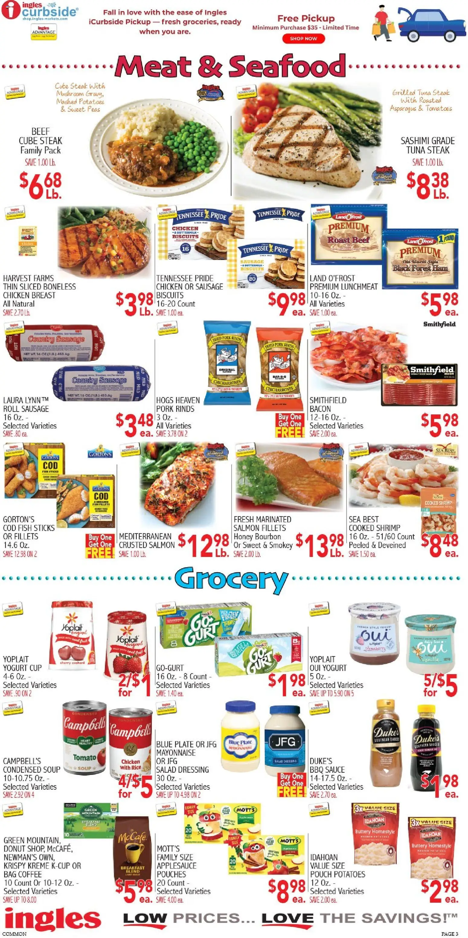 Ingles Weekly Ad - valid from 22.10.2025 | Page: 3 | Products: Ham, Pork, Seafood, Bag