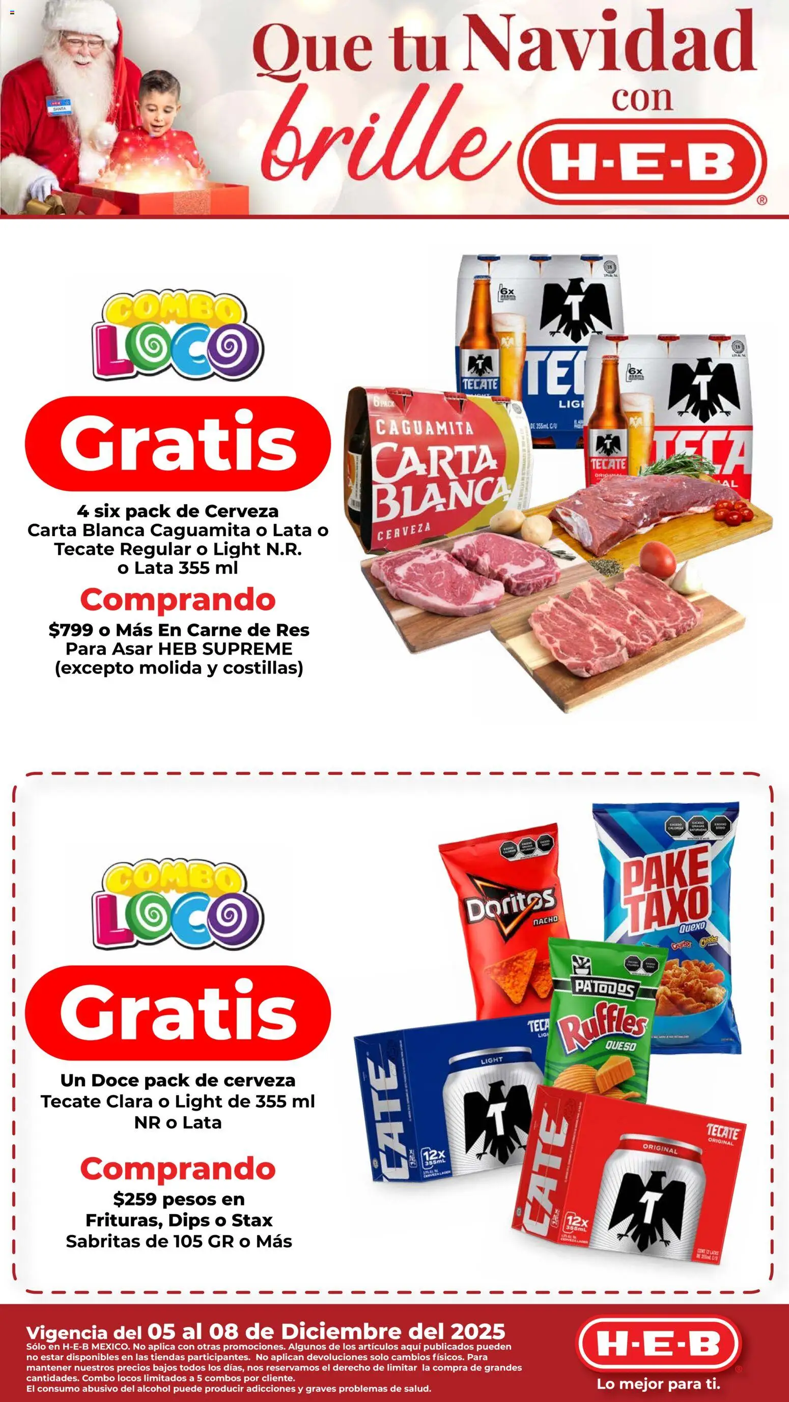 Nuevas ofertas de H-E-B válidas en toda la República Mexicana desde el 05.12.2025. ¡Encuentra las mejores ofertas en H-E-B folleto! | Página: 1 | Productos: Queso, Cerveza, Res