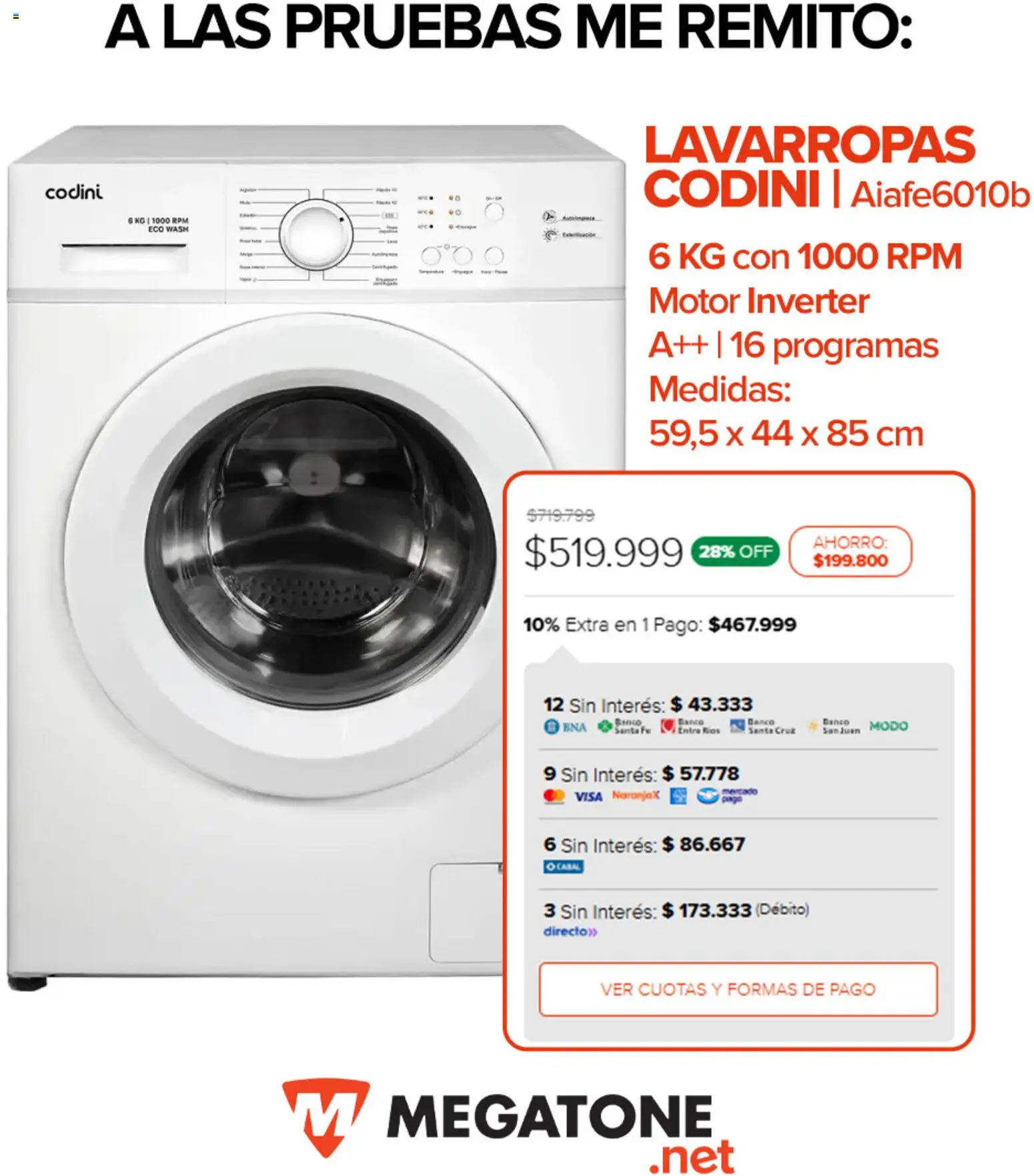 Megatone catálogo │ válido desde el 13.04.2026 | Página: 8 | Productos: Banco, Lavarropas