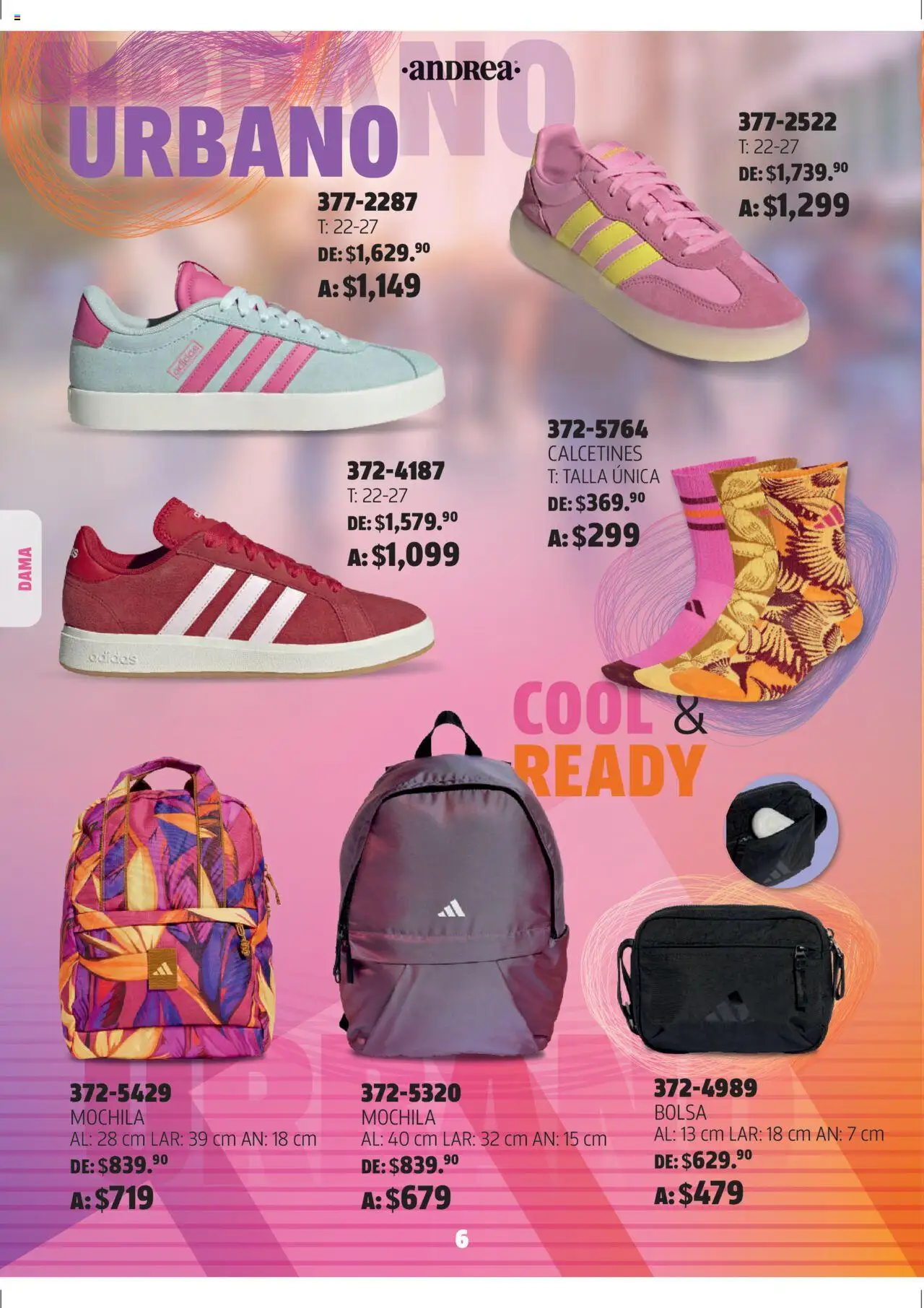 Nuevas ofertas de Andrea válidas en toda la República Mexicana desde el 03.08.2025. ¡Encuentra las mejores ofertas en Andrea - Catálogo Adidas Week! | Página: 6 | Productos: Bolsa, Mochila