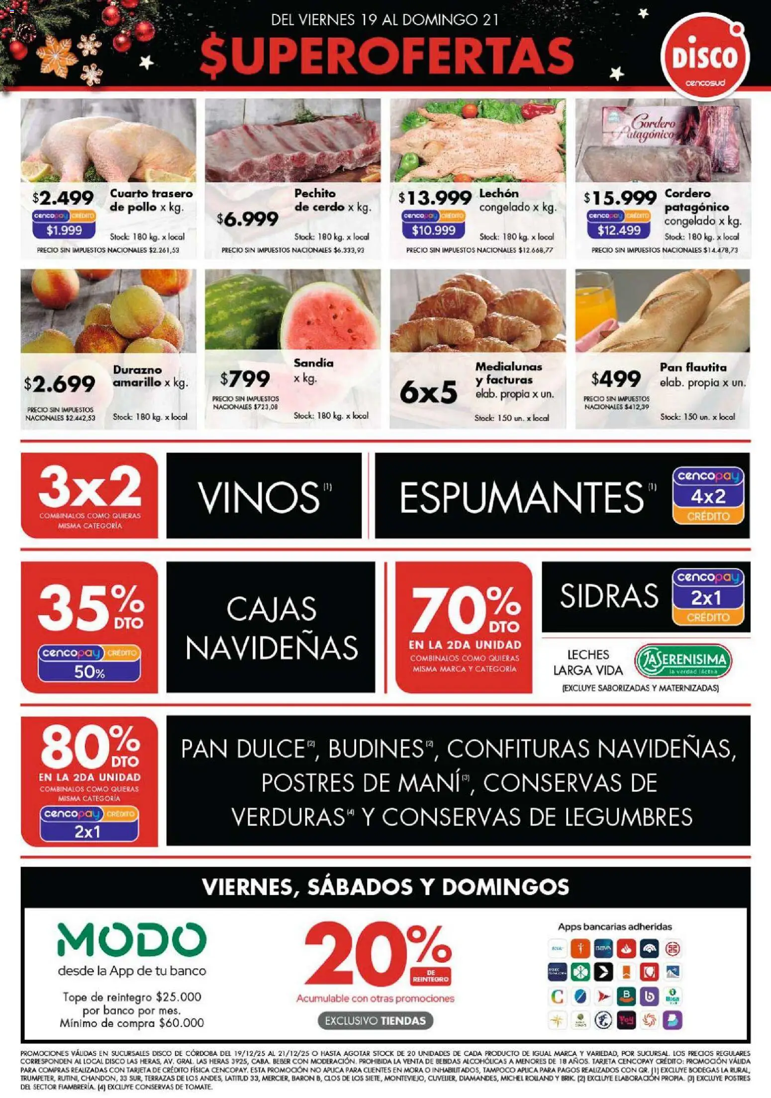 Disco - Ofertas | Córdoba │ válido desde el 18.12.2025 | Página: 1 | Productos: Banco, Pollo, Durazno, Cerdo